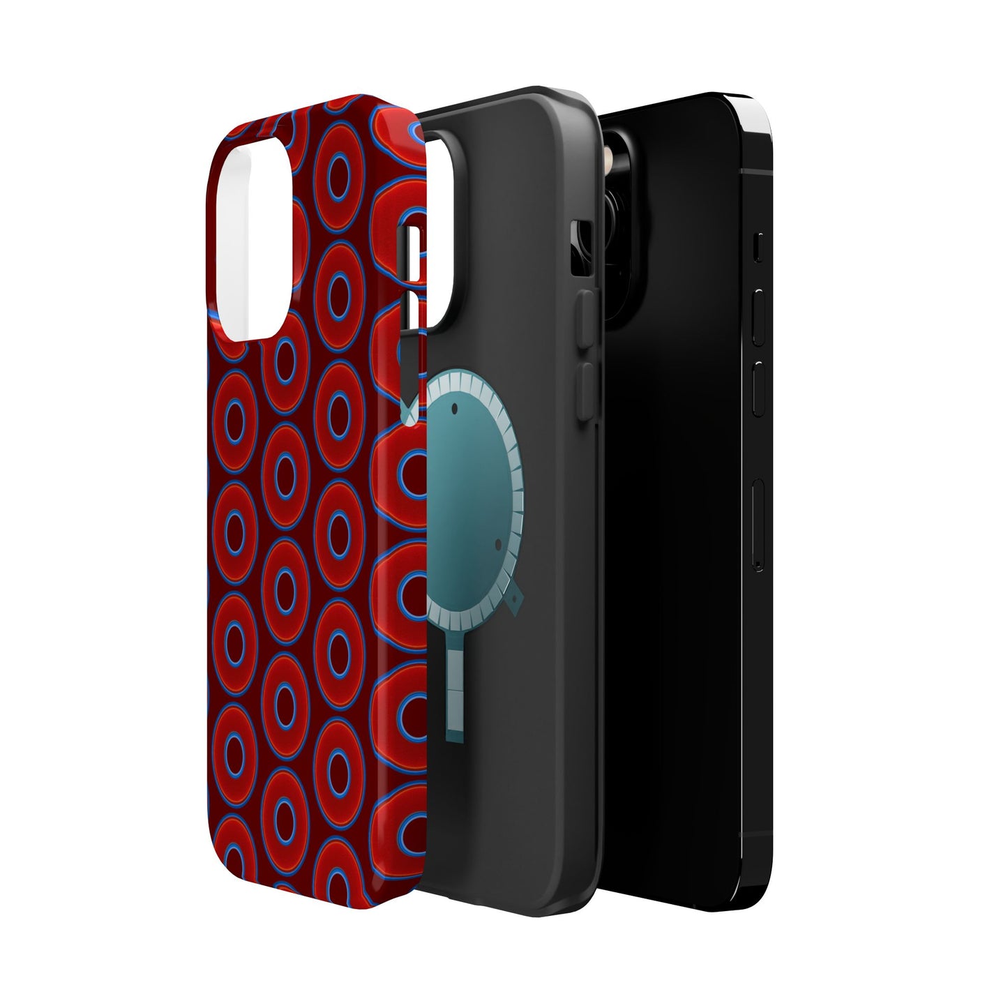 Magnetic Tough Donut Case - red vivid donut print w/dark red background