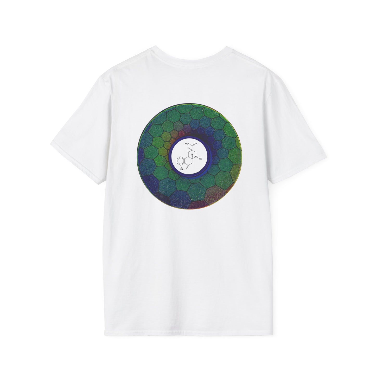 Classic Donut Tee - Unisex Soft-Style - "Dr. Albert Hofmann's Favorite Donut" - series 1.0  - variant 1 - green hexadonut