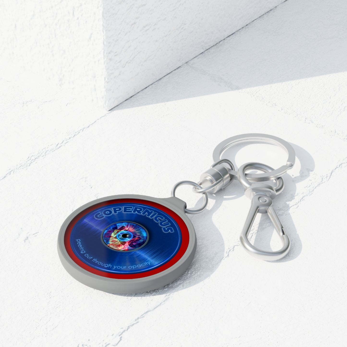 Lumpy Donut Keychain - "Drunken Copernicus" - series 1.0 - variant 1 - blue pulse donut