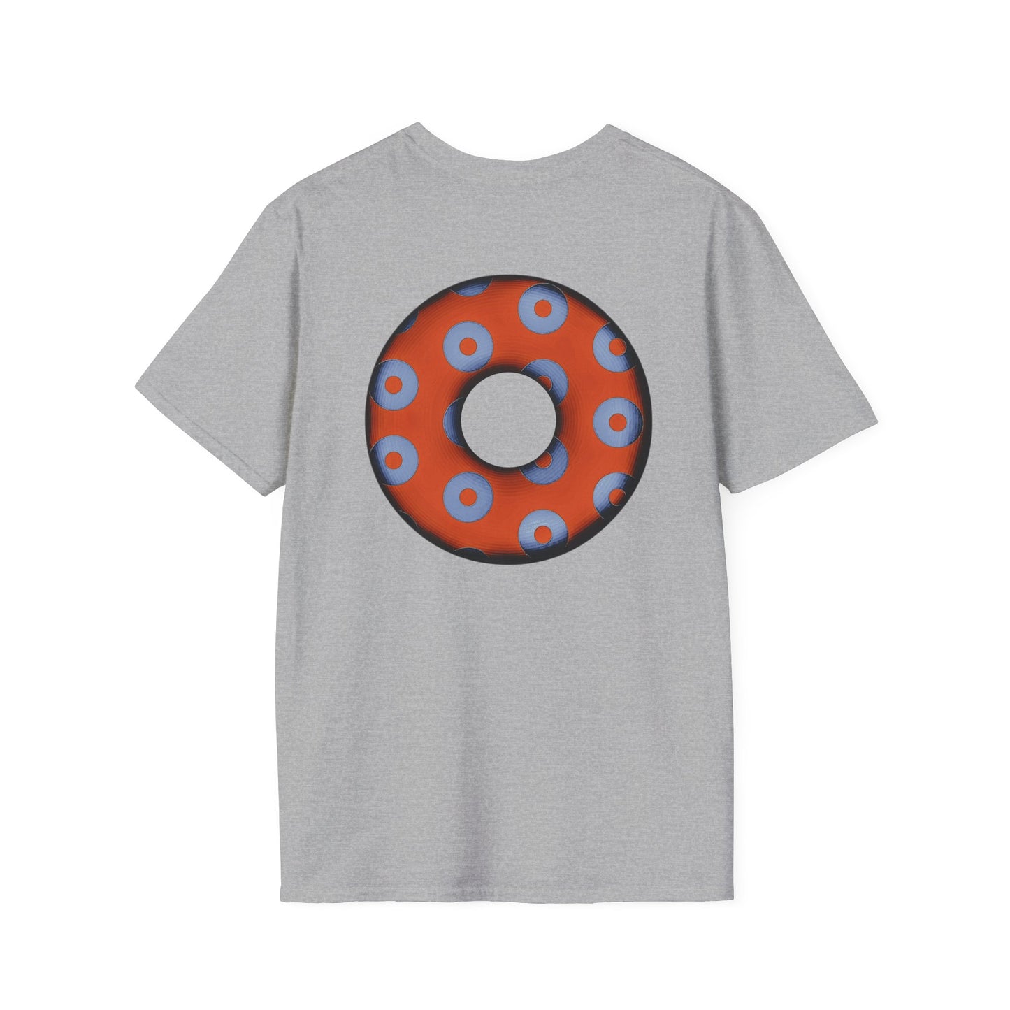 Plain Donuts/Unisex Soft-Style - "Plain Blimpy Paradoxical Donuts" - light blue/orange donuts