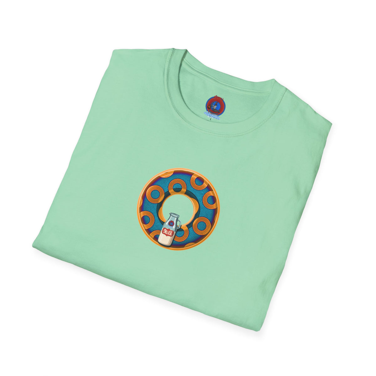 Classic Donut Tee - Unisex Soft-Style - "Wooked Cream - YEMSG Donut " -blue/orange rustic paradox donut - variant 4