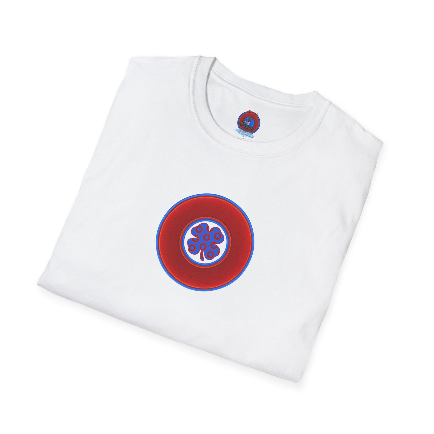 Classic Donut Tee - Unisex Soft-Style - "Patron Saint of Donuts" - St. Patrick's Day Donut -vivid red/blue donut - holiday edition - variant 3