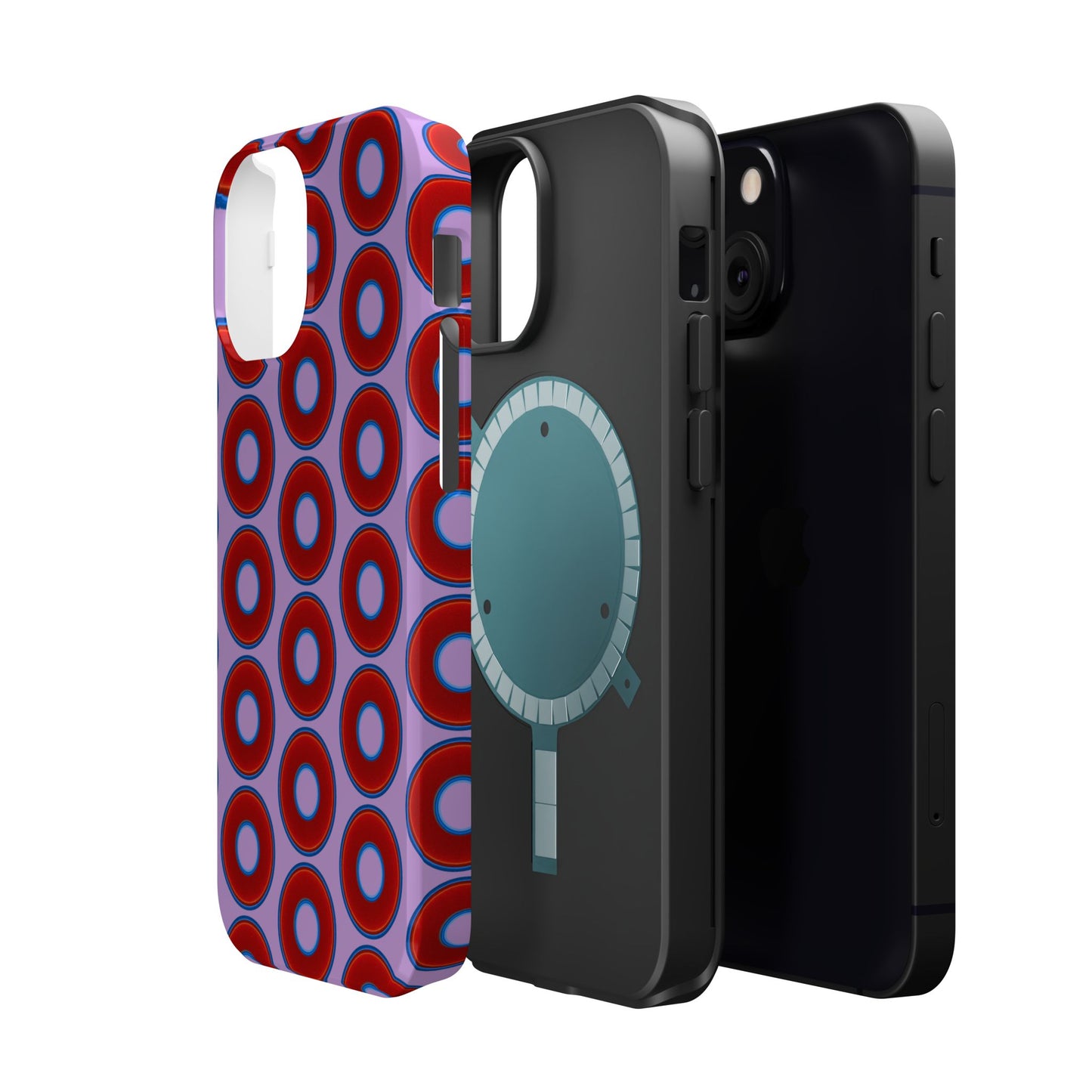 Magnetic Tough Donut Case - red vivid donut print w/wisteria purple background