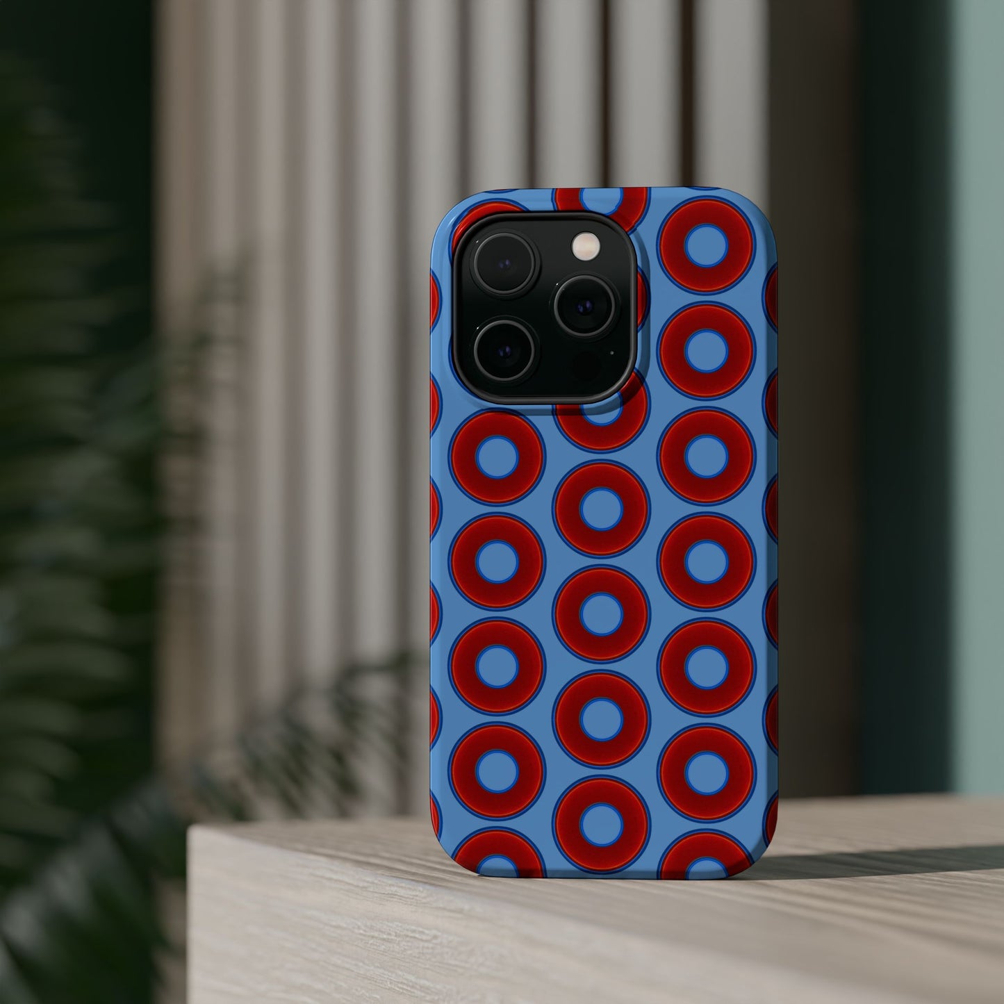 Magnetic Tough Donut Case - red vivid donut print w/light blue background