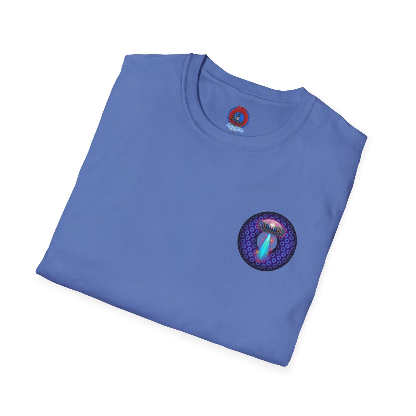 Classic Donut Tee - Unisex Soft-Style - "Donuts now Served on the Mothership" - series 1.0  - variant 5  - purple/violet paradoxical donut