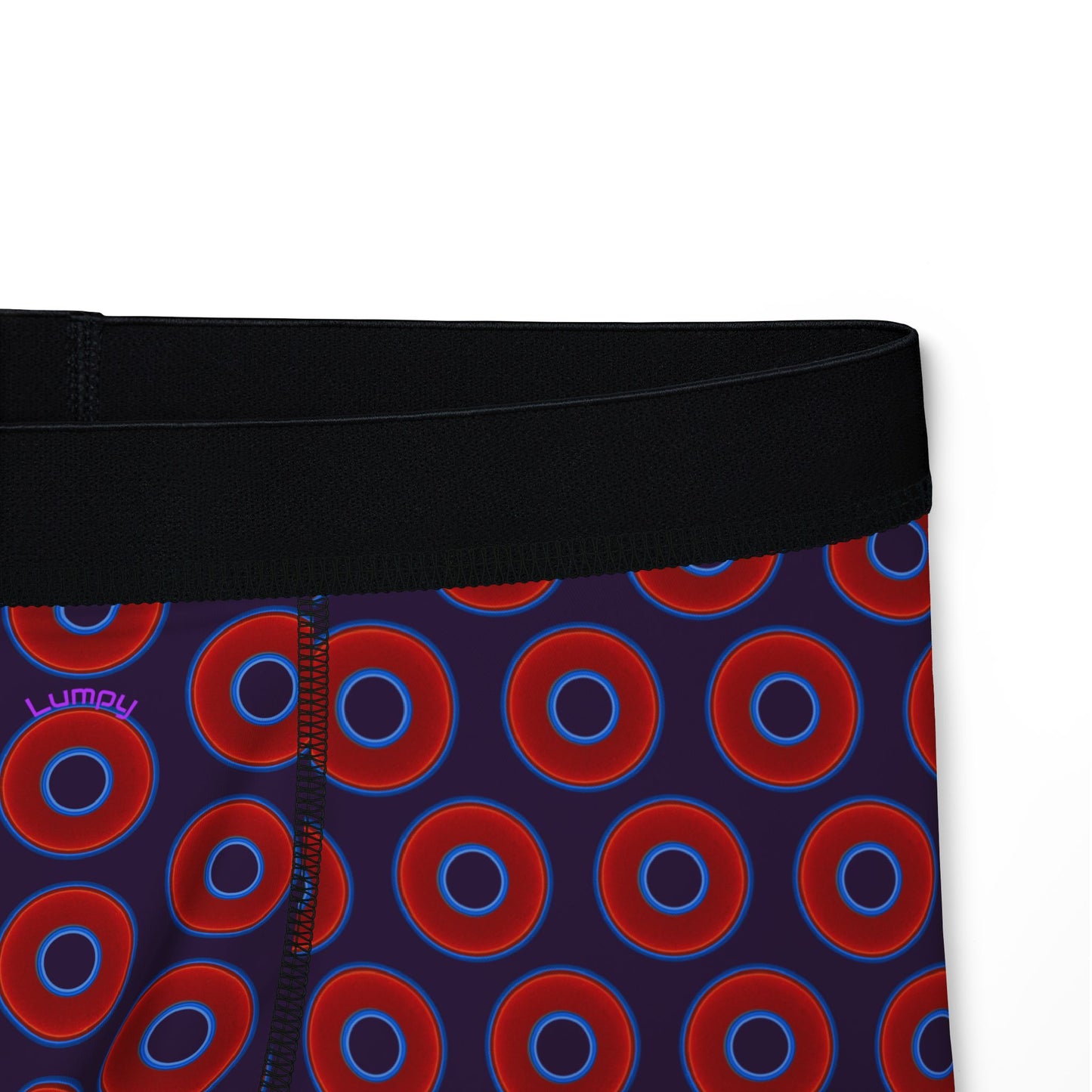 Men's Donut Boxers - red vivid donuts w/midnight purple background