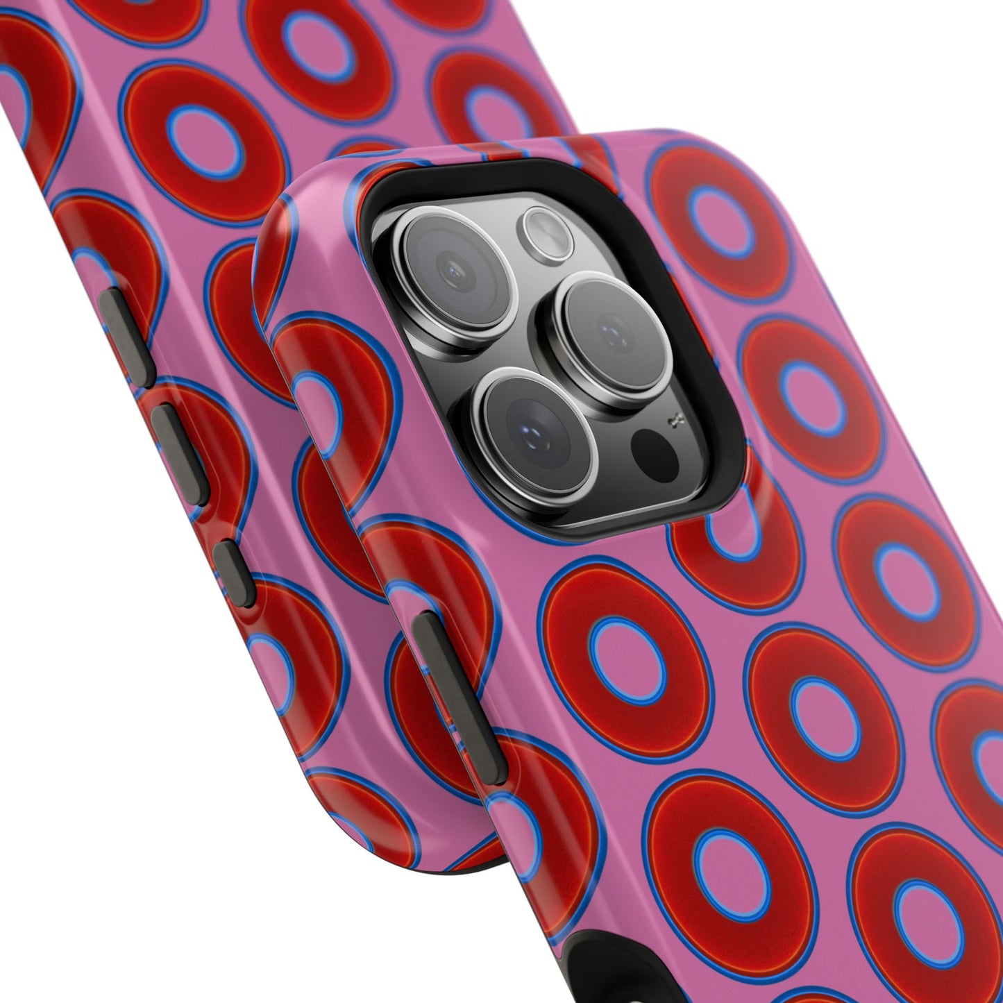 Magnetic Tough Donut Case - red vivid donut print w/pink background