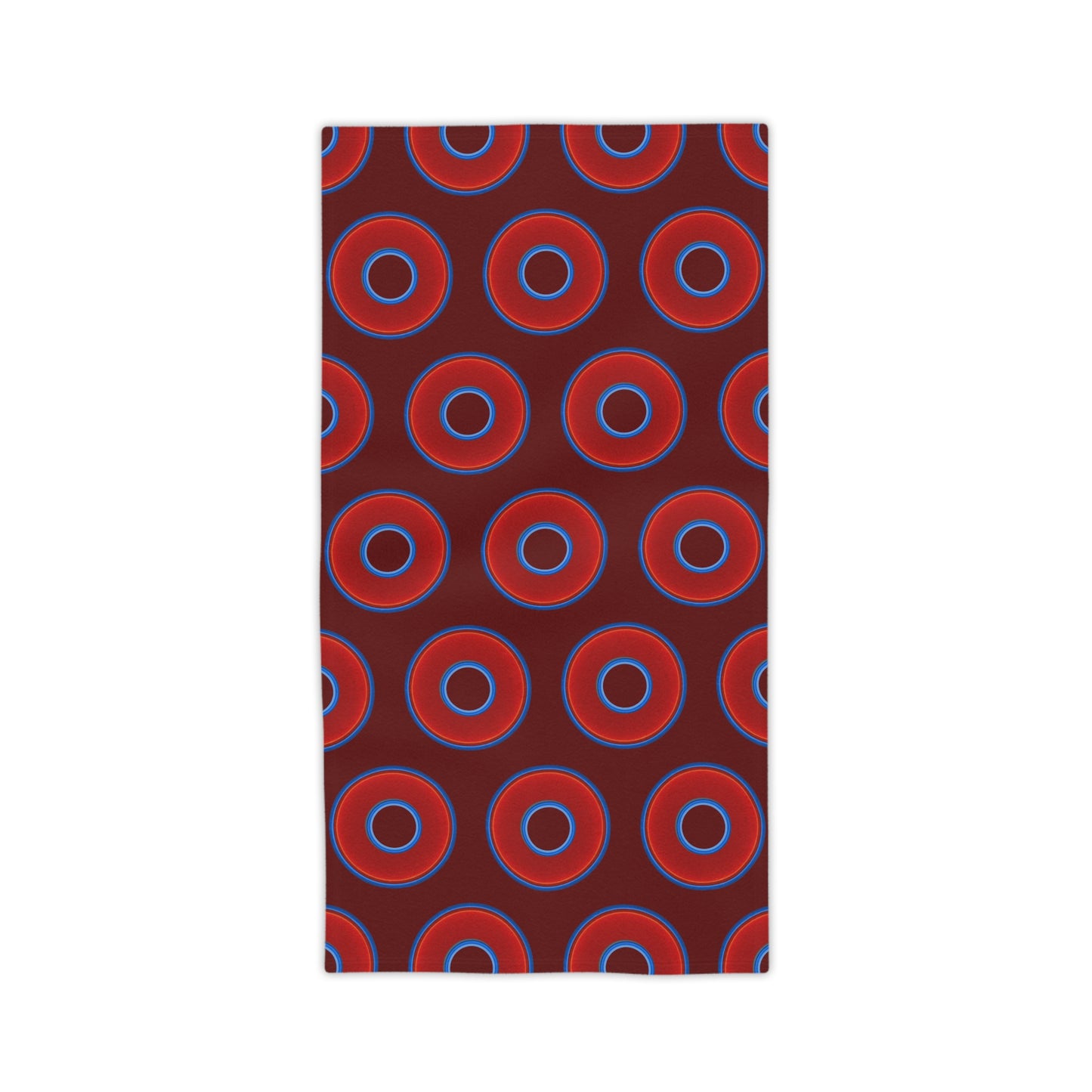 Lumpy Donut Towels - vivid red donuts w/dark red background