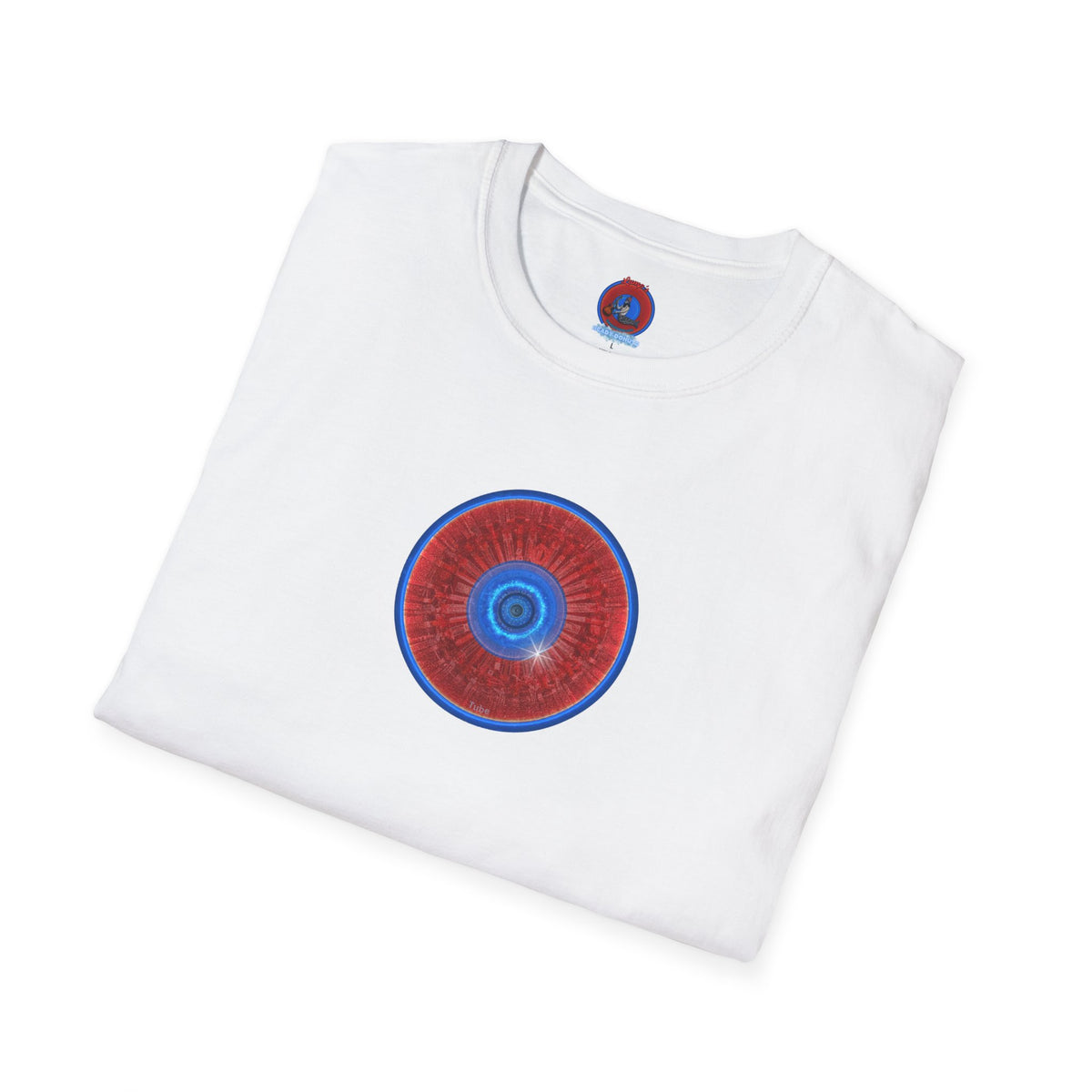 Classic Donut Tee - Unisex Soft-Style - "Graphic Translation Tee Shirt" - vivid red/blue tube donut - variant 1