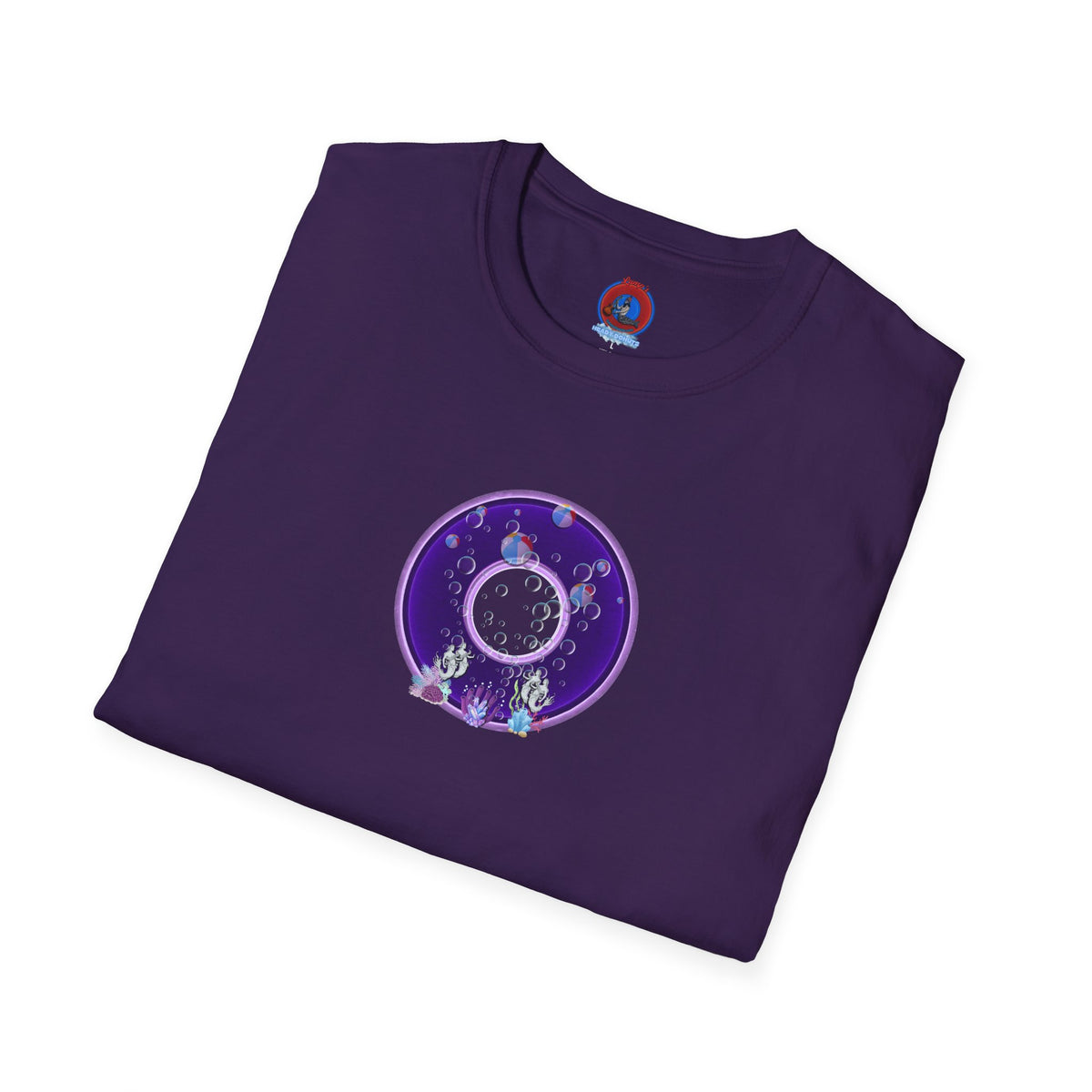 Classic Donut Tee - Unisex Soft-Style - "Sure That Sirens Made This Donut For Me" - vivid dark purple/light purple donut