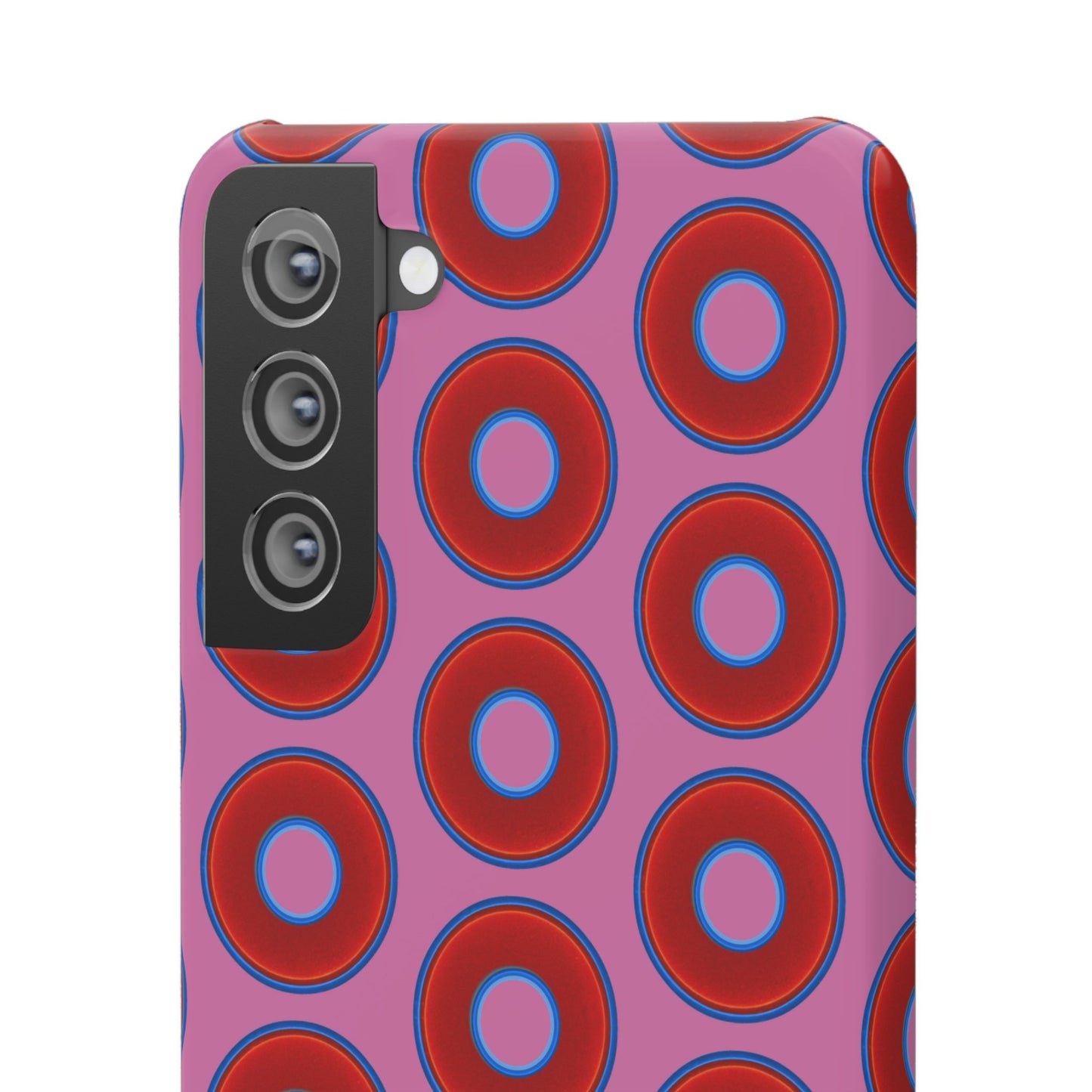 Lumpy Donut Snap Case - red vivid donut print w/light pink background