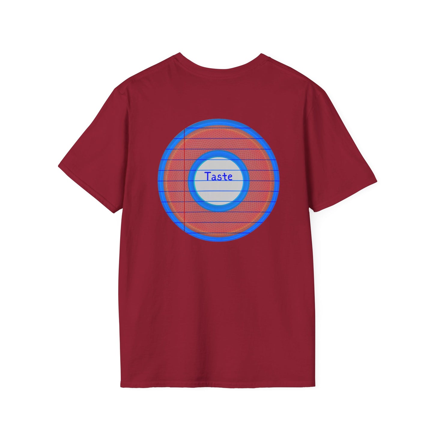 Classic Donut Tee - Unisex Soft-Style - "That's 1 Tasty Donut" - series 1.0  - variant 1 - red donut w/blue ink