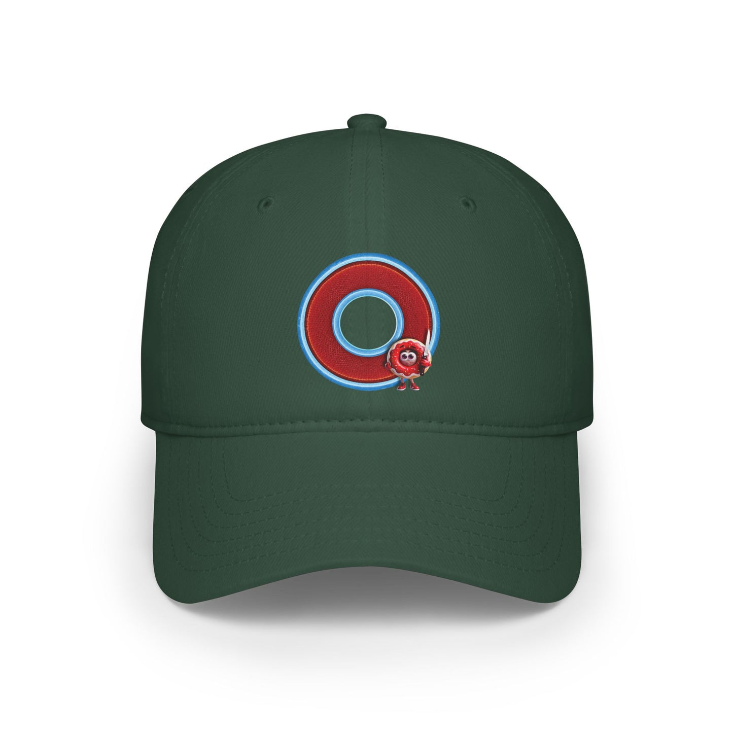 Lumpy Donut Baseball Cap - "My Phriend The Donut's Cap" - variant 2 - red/blue rustic donut w/