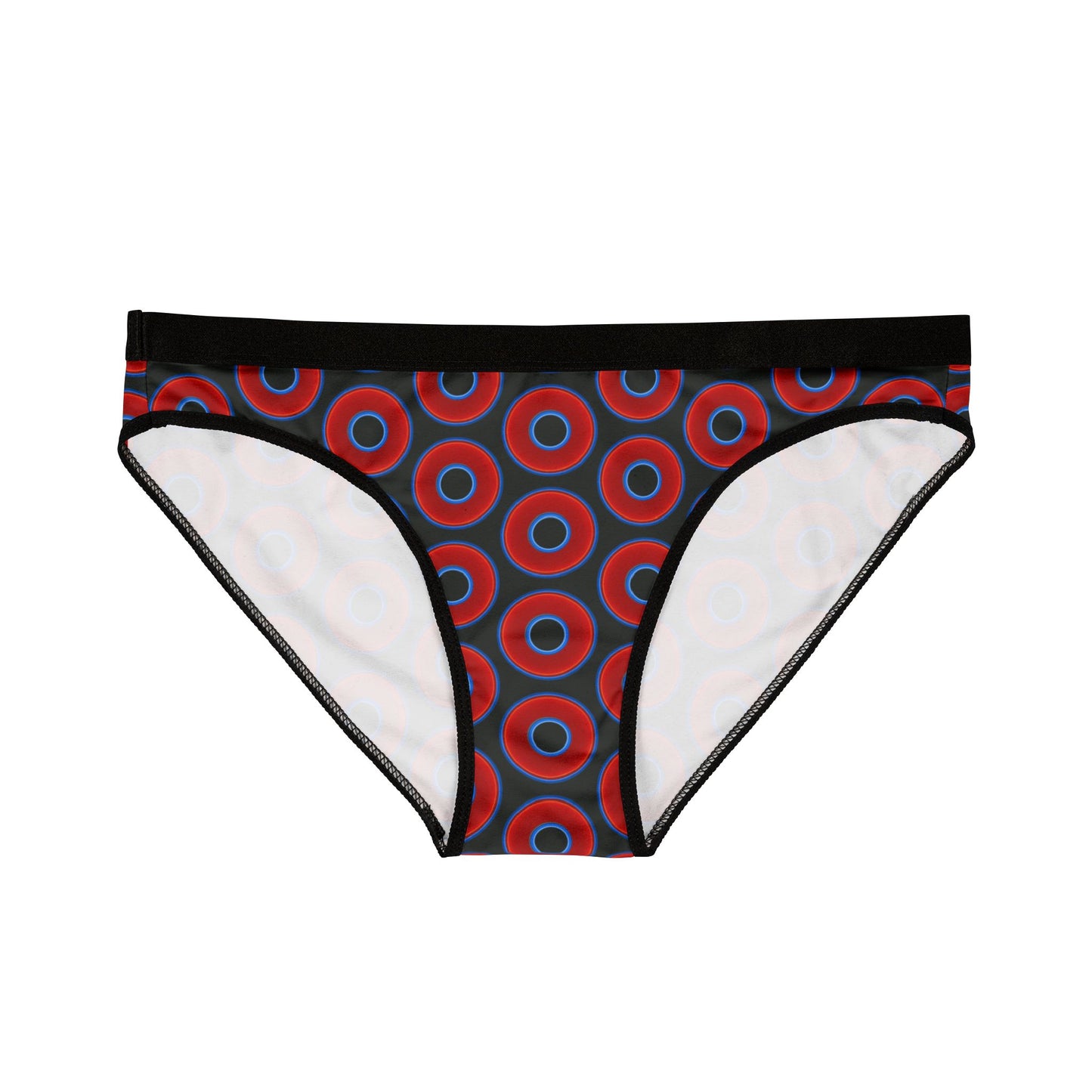 Lumpy Donut Underwear - vivid red donut print w/midnight moss green background