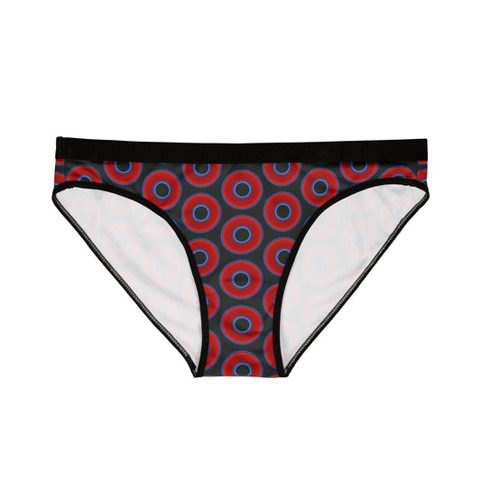 Lumpy Donut Underwear - vivid red donut print w/midnight moss green background