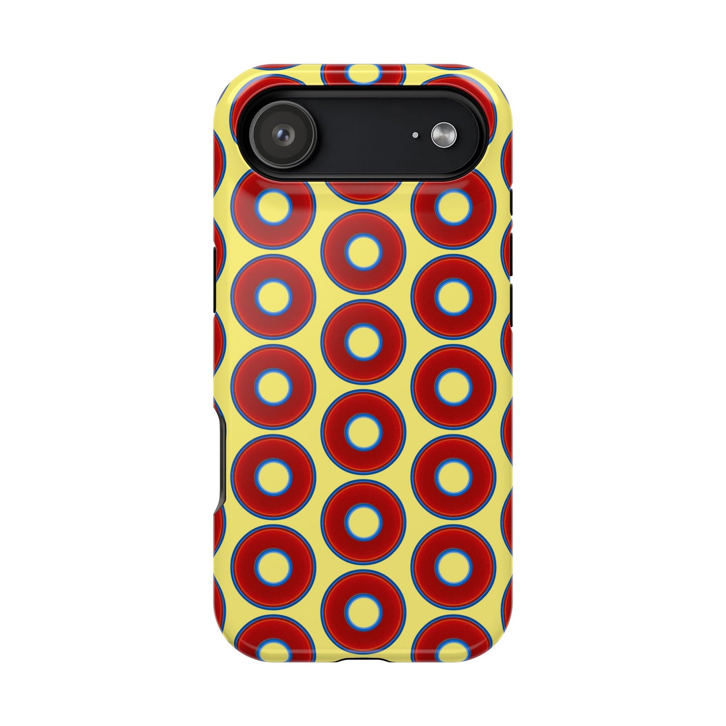 Magnetic Tough Donut Case - red vivid donut print w/yellow background