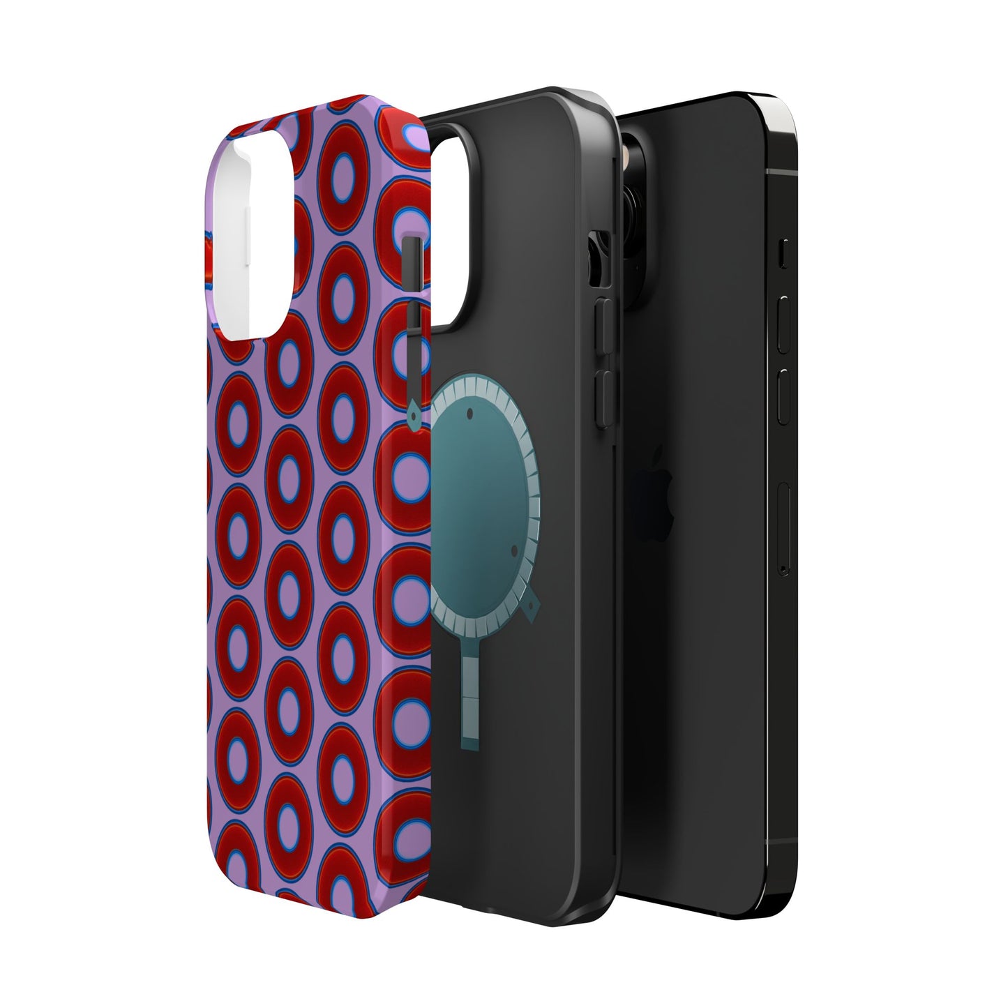 Magnetic Tough Donut Case - red vivid donut print w/wisteria purple background