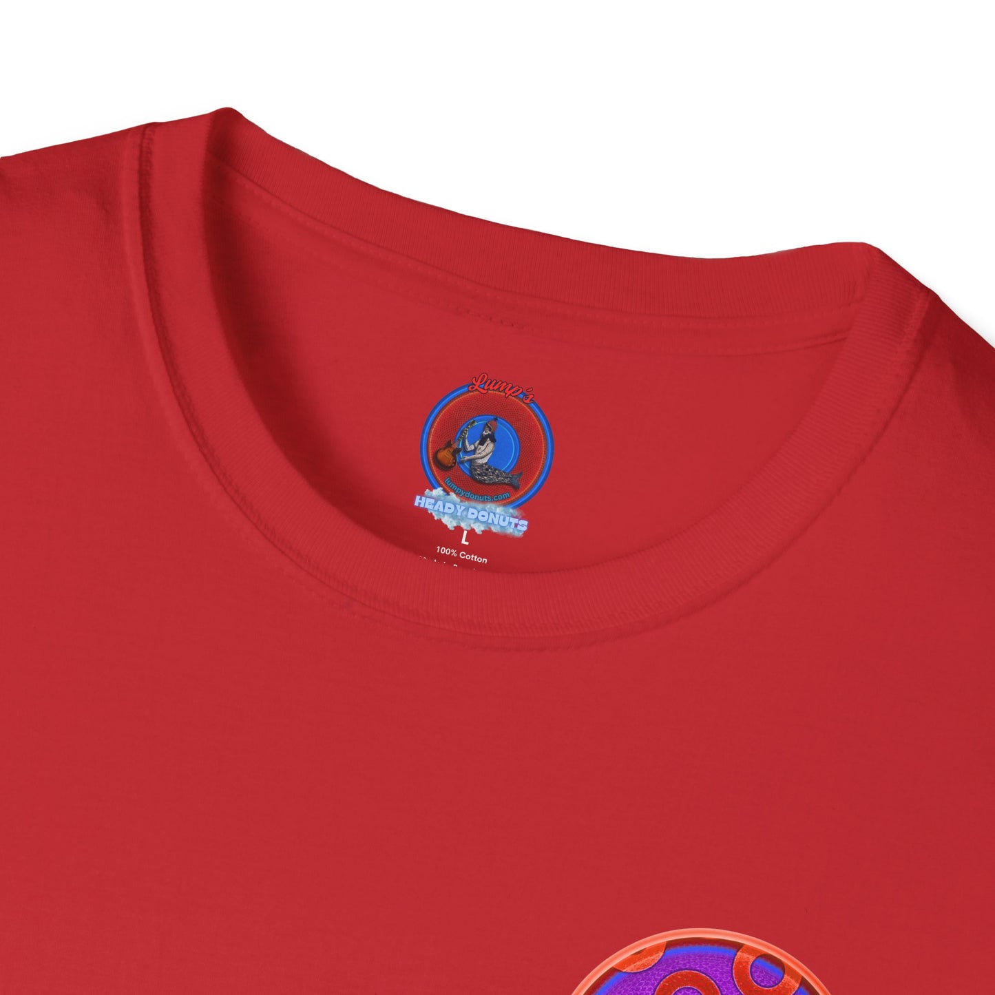 Classic Donut Tee - Unisex Soft-Style - "Wooked Cream - YEMSG Donut " -purple/red rustic paradox donut - variant 6
