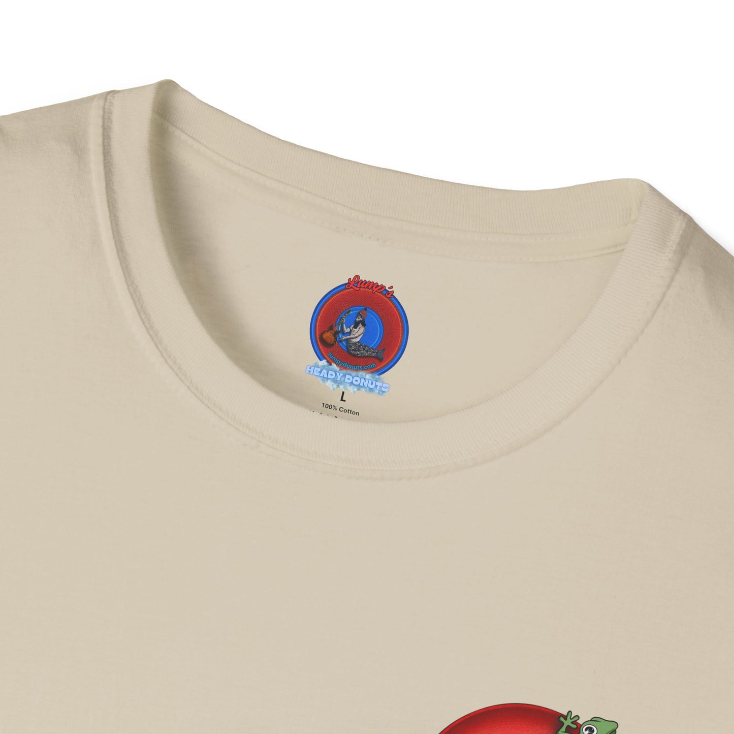 Classic Donut Tee - Unisex Soft-Style - "Practically Extinct Tee Shirt" - plump vivid red donut - variant 1