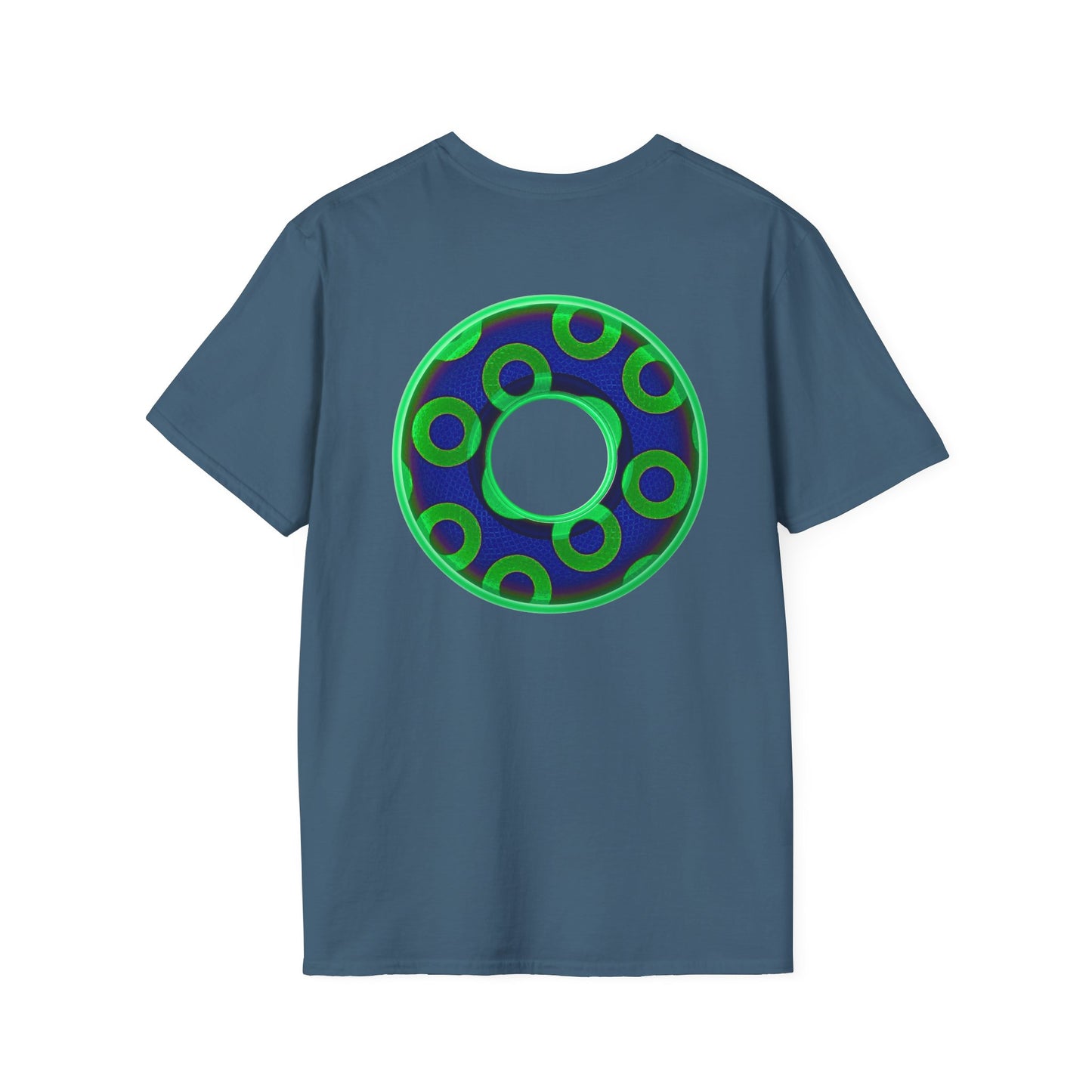 Plain Donuts/Unisex Soft-Style - "Plain Rustic Paradoxical Donuts" - light green/dark blue donuts