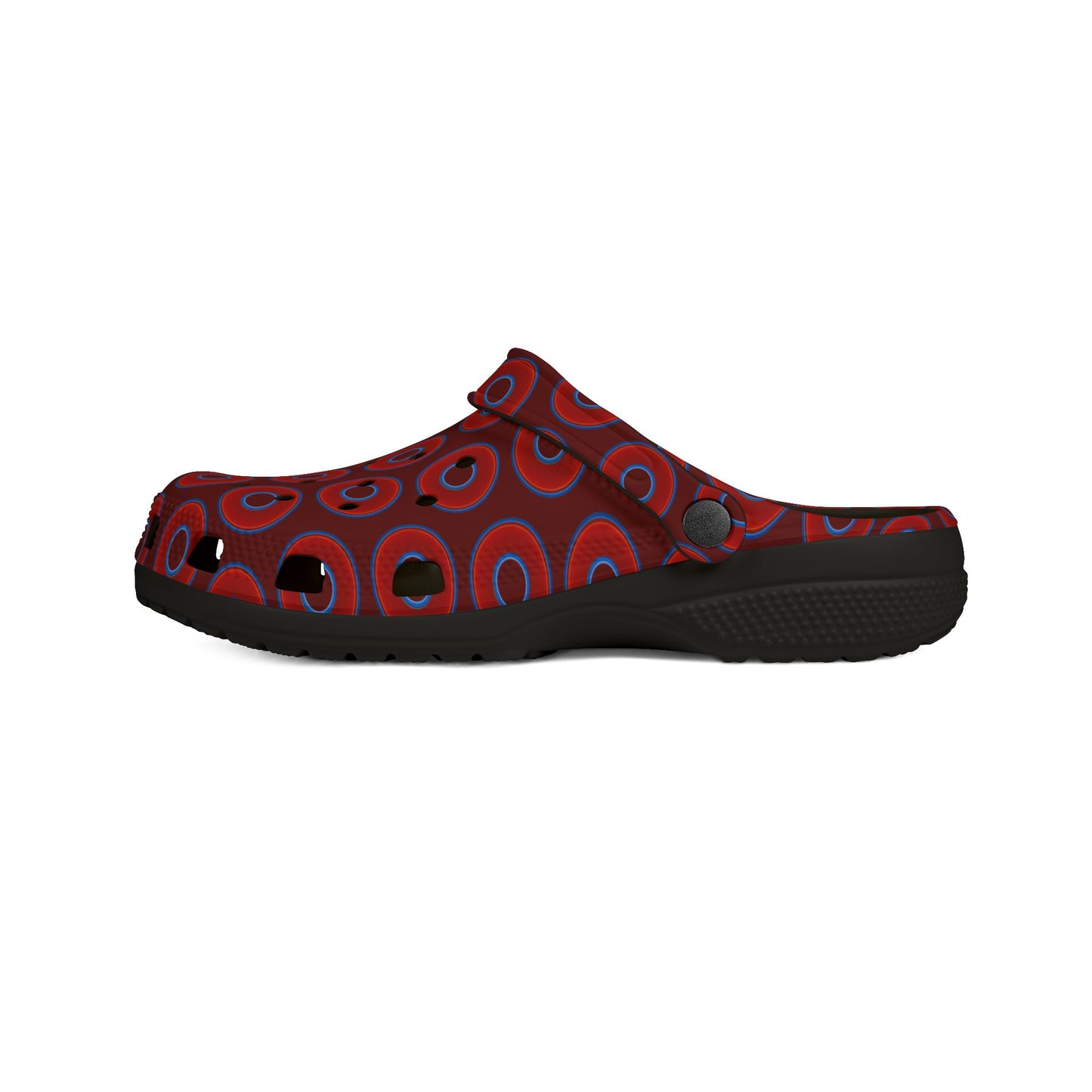 Spatchcocks - donut slip-on shoes - vivid red donuts w/dark red background [unisex]