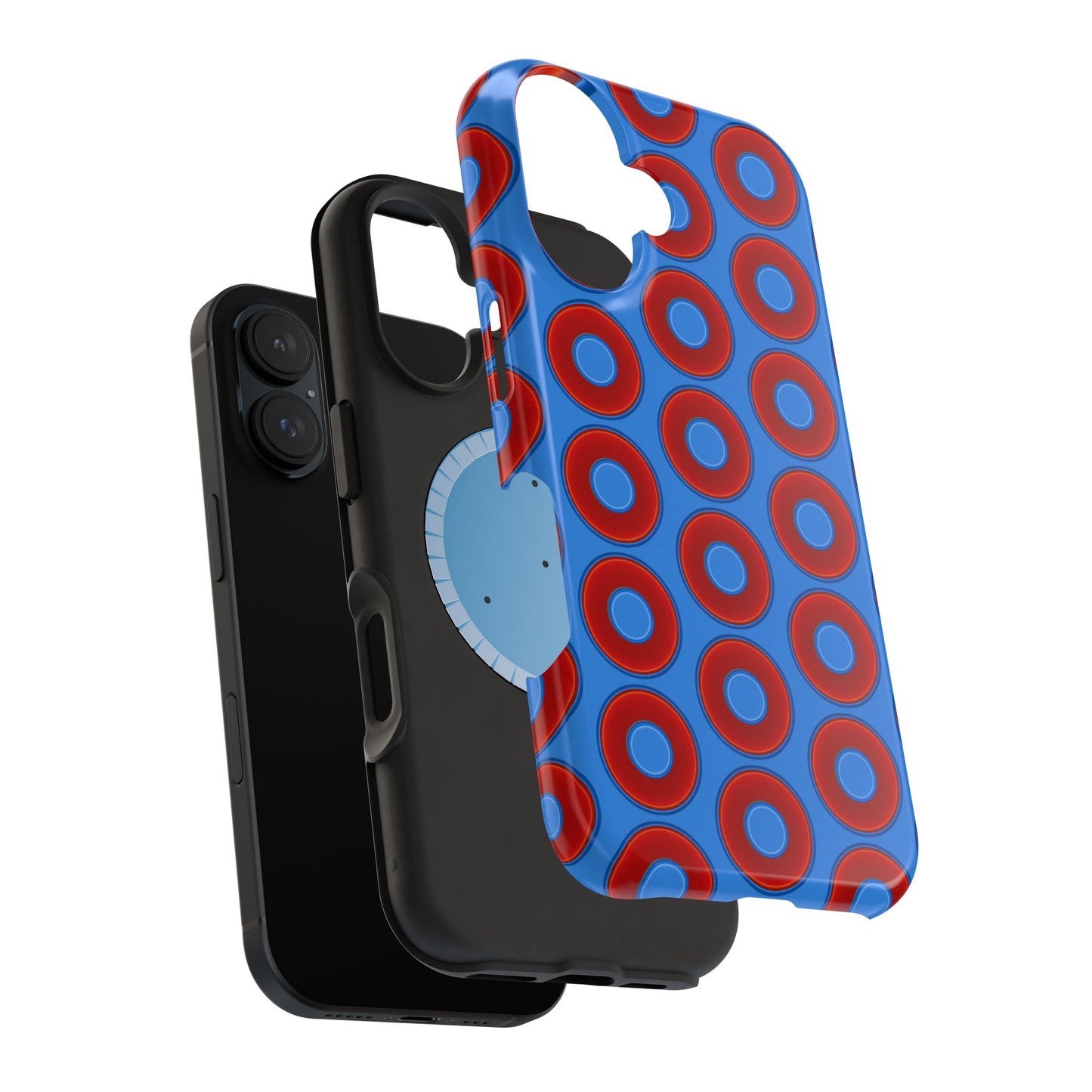 Magnetic Tough Donut Case - red vivid donut print w/light royal blue background