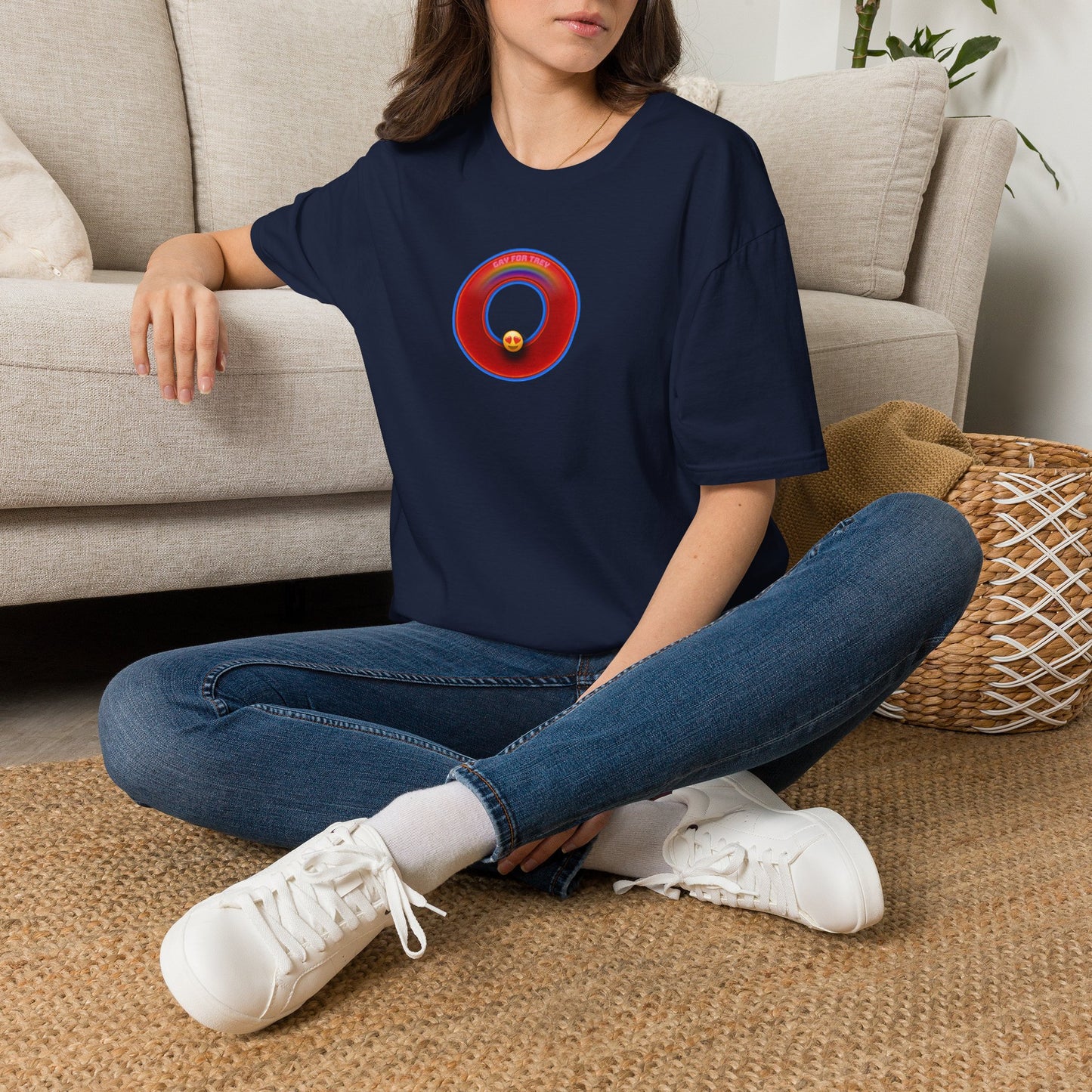 Classic Donut Tee - Unisex Soft-Style - "Yes You Are Mark!" - vivid red/blue donut