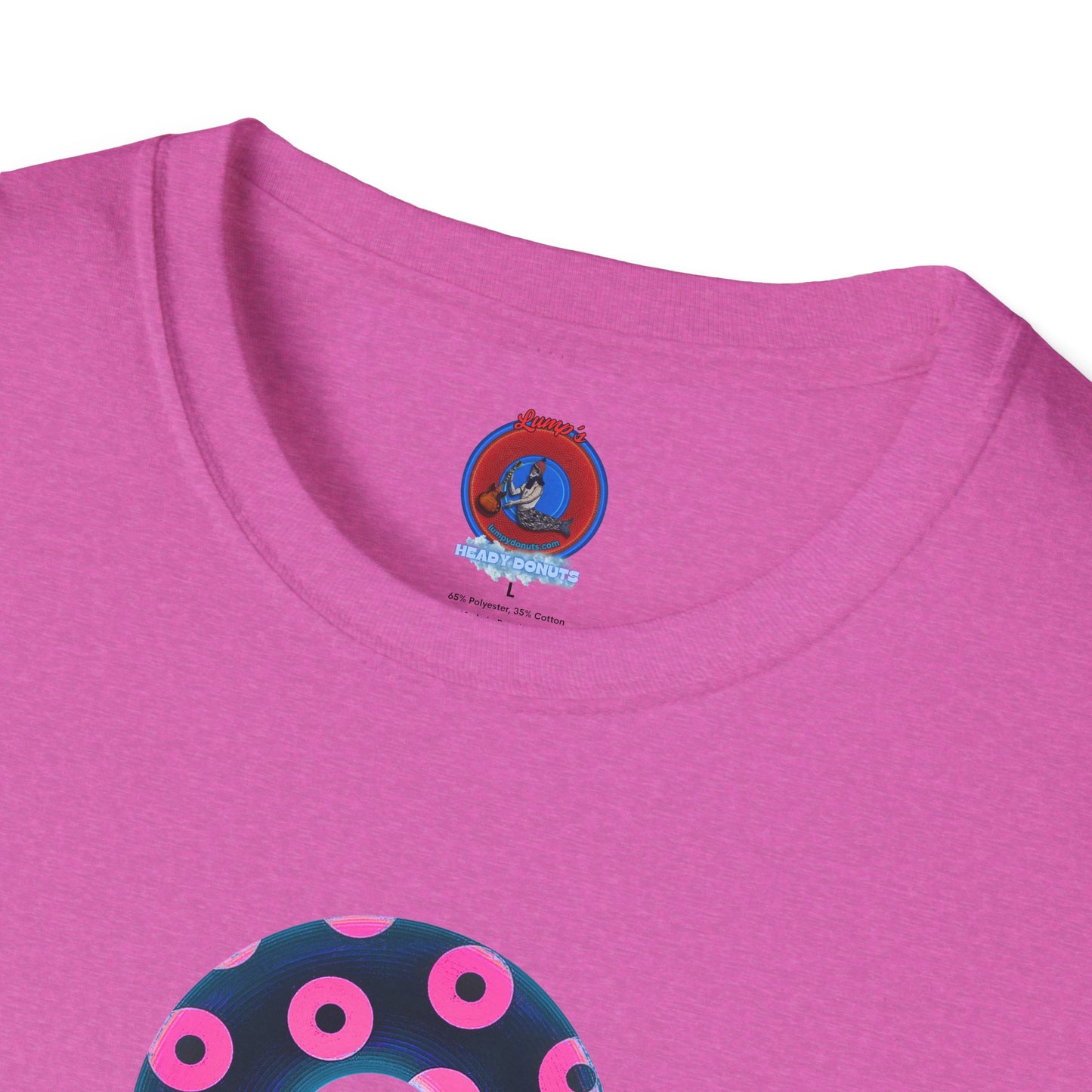 Copy of Plain Donuts/Unisex Soft-Style - "Plain Blimpy Paradoxical Donuts" - dark steel blue/vivid magenta donuts