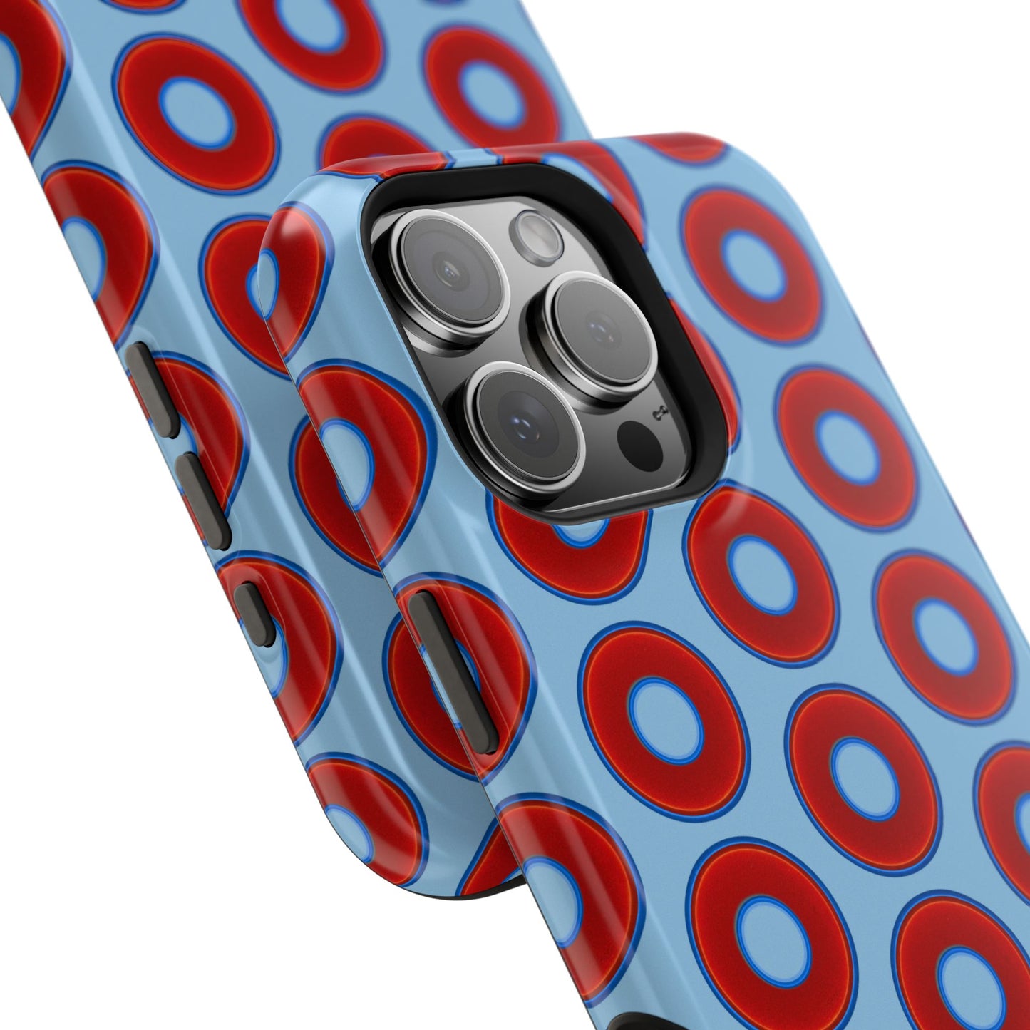 Impact-Resistant Lumpy Donut Case - red vivid donut print w/sky blue background