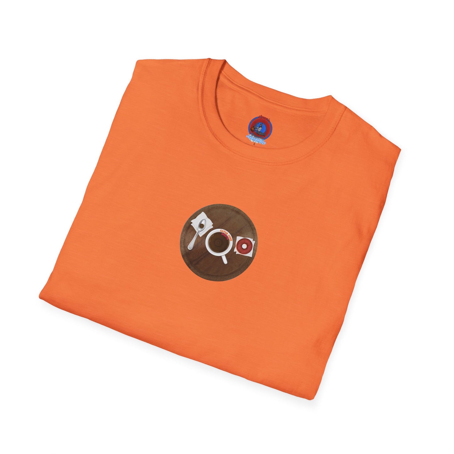 Coffee Traders Tee - Unisex Soft-Style - "Columbia House CDs " - paradoxical donut - variant 1 - coffee front/logo back