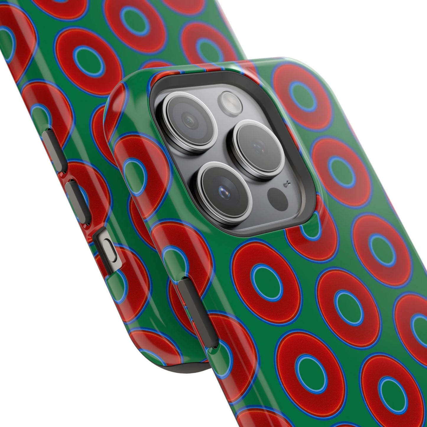 Magnetic Tough Donut Case - red vivid donut print w/green background