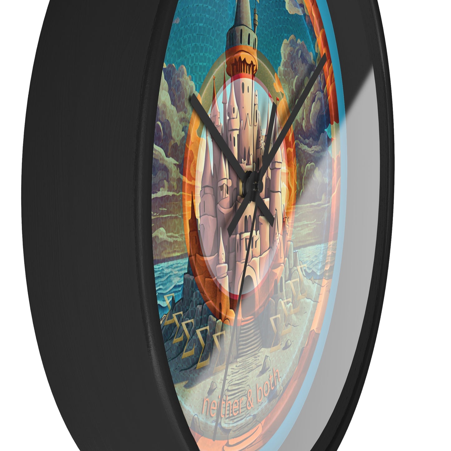 Lumpy Wall Clock - "The Donut Clock that Tides Never Reach" - variant 2 - rustic pic donut w/turquoise background