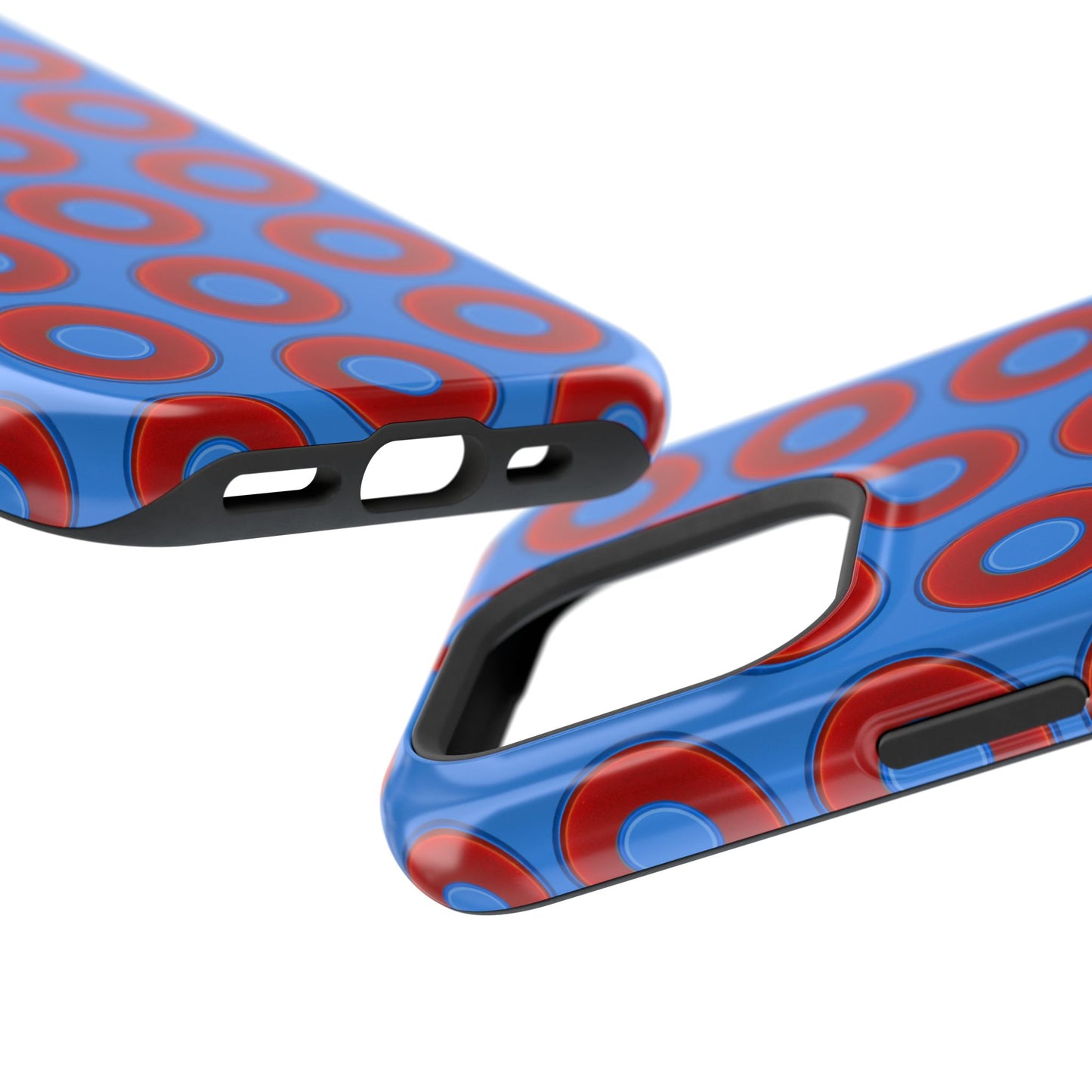 Impact-Resistant Lumpy Donut Case - red vivid donut print w/light royal blue background
