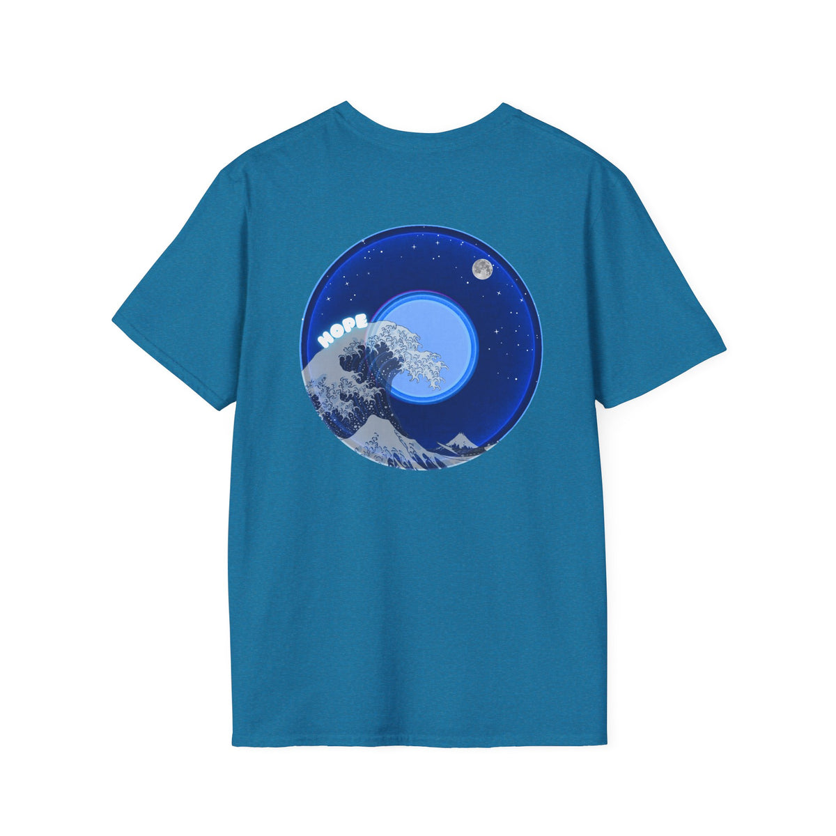 Classic Donut Tee - Unisex Soft-Style - "The Hopeful Waving Donut" - vivid blue donut - variant 1