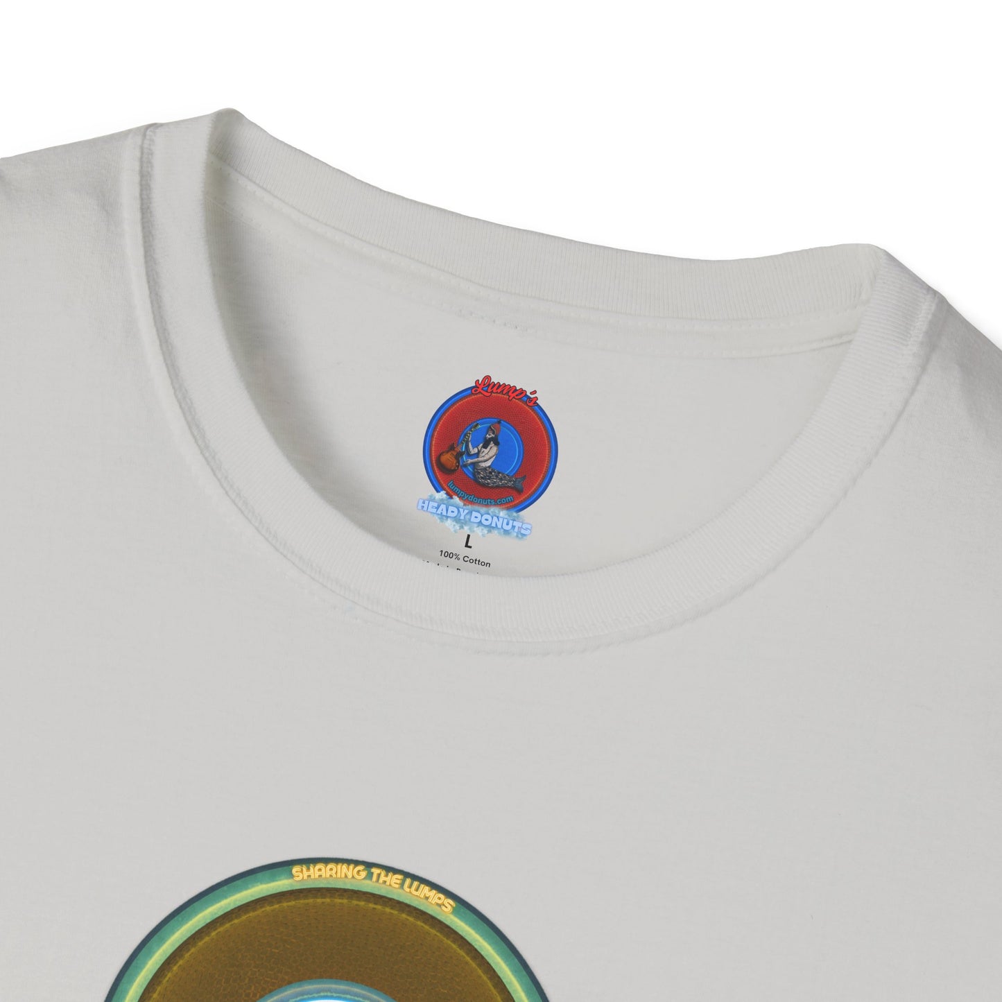Classic Donut Tee - Unisex Soft-Style - "Lumpy Collective Donut" - bronze/green lumpy donut - variant 5