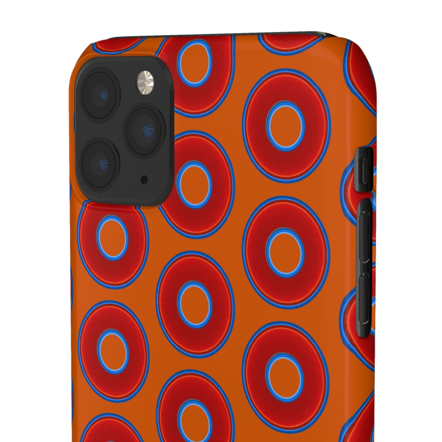 Lumpy Donut Snap Case - red vivid donut print w/dark orange background