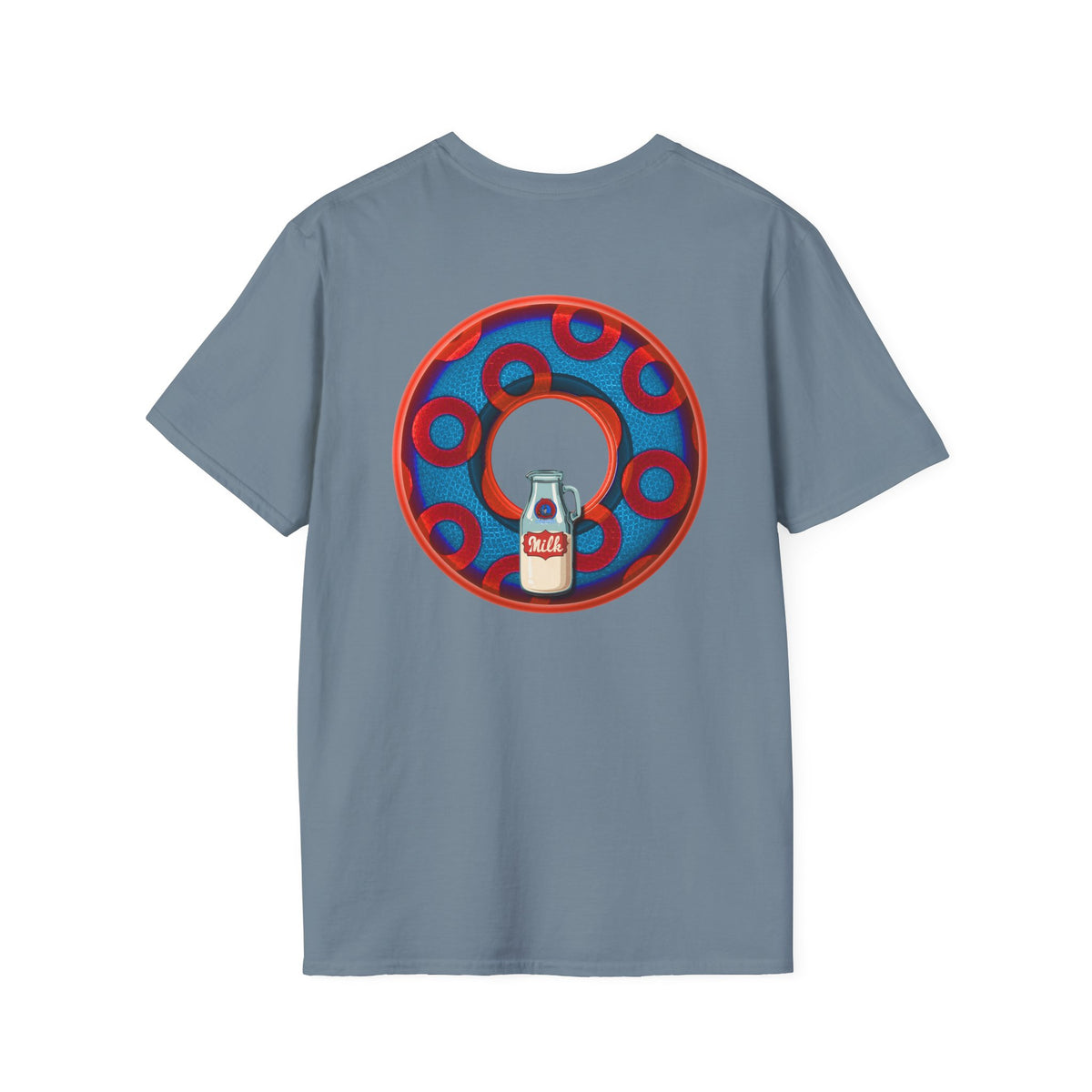 Classic Donut Tee - Unisex Soft-Style - "Wooked Cream - YEMSG Donut " - blue/red rustic paradox donut - variant 1