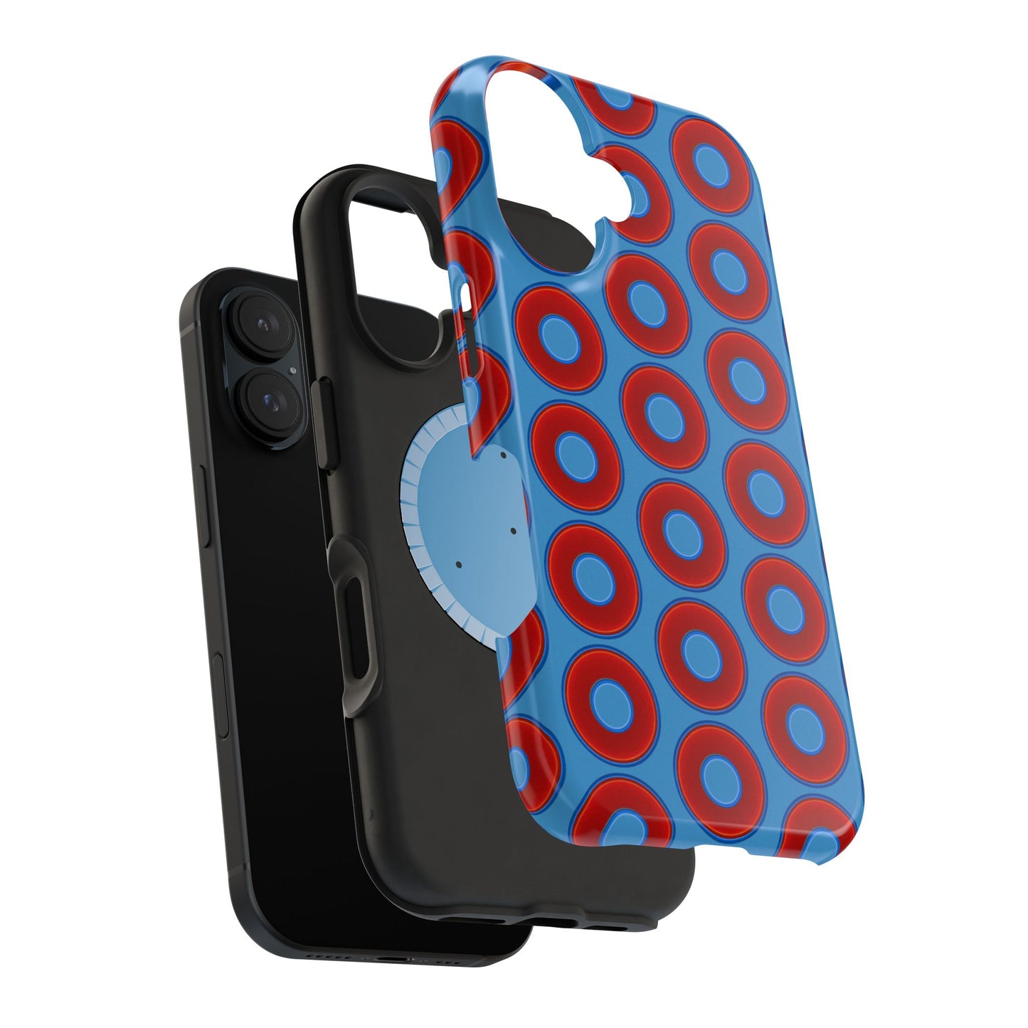 Magnetic Tough Donut Case - red vivid donut print w/light steel blue background