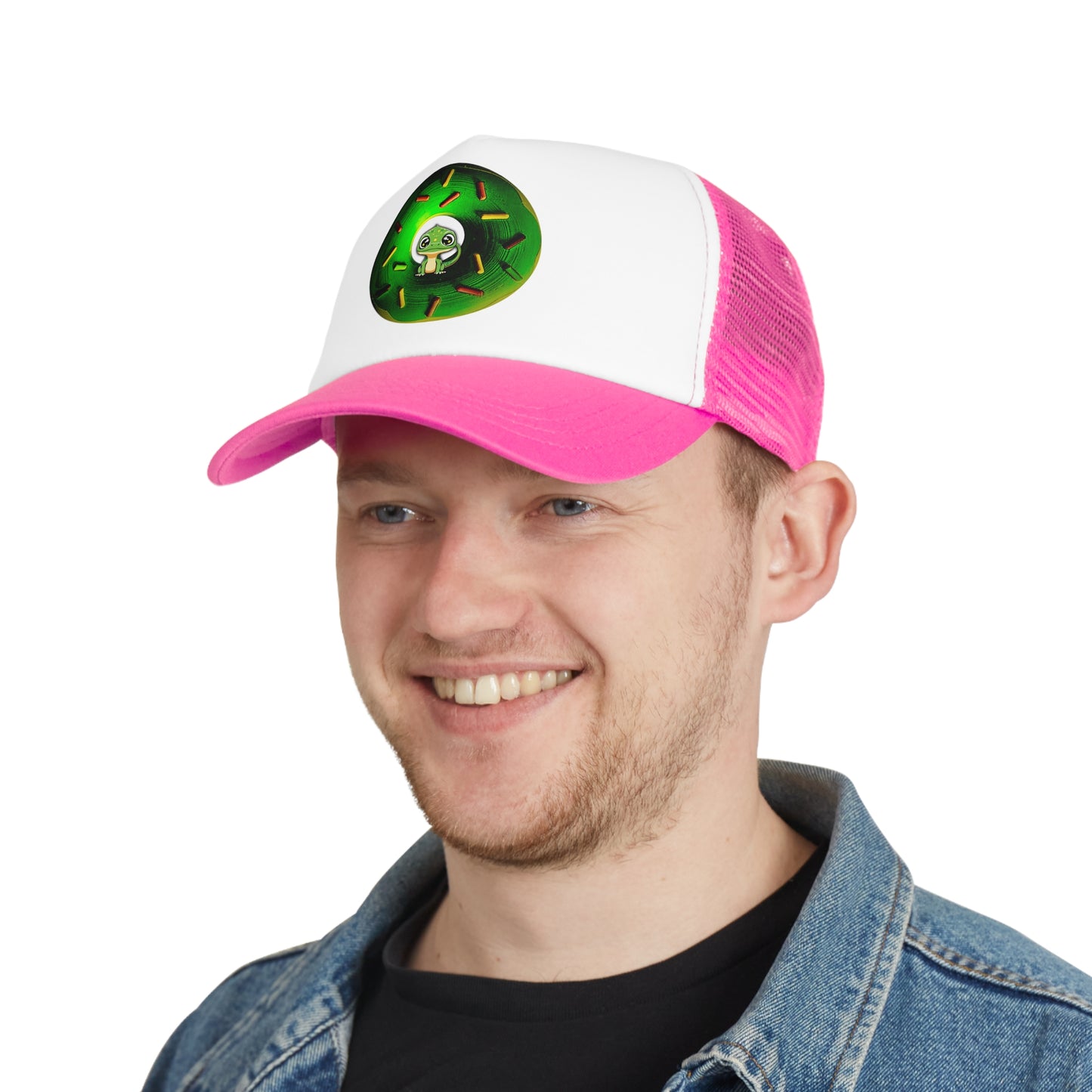 Lumpy Trucker Hat - "The Lizardful Donut" - green donut