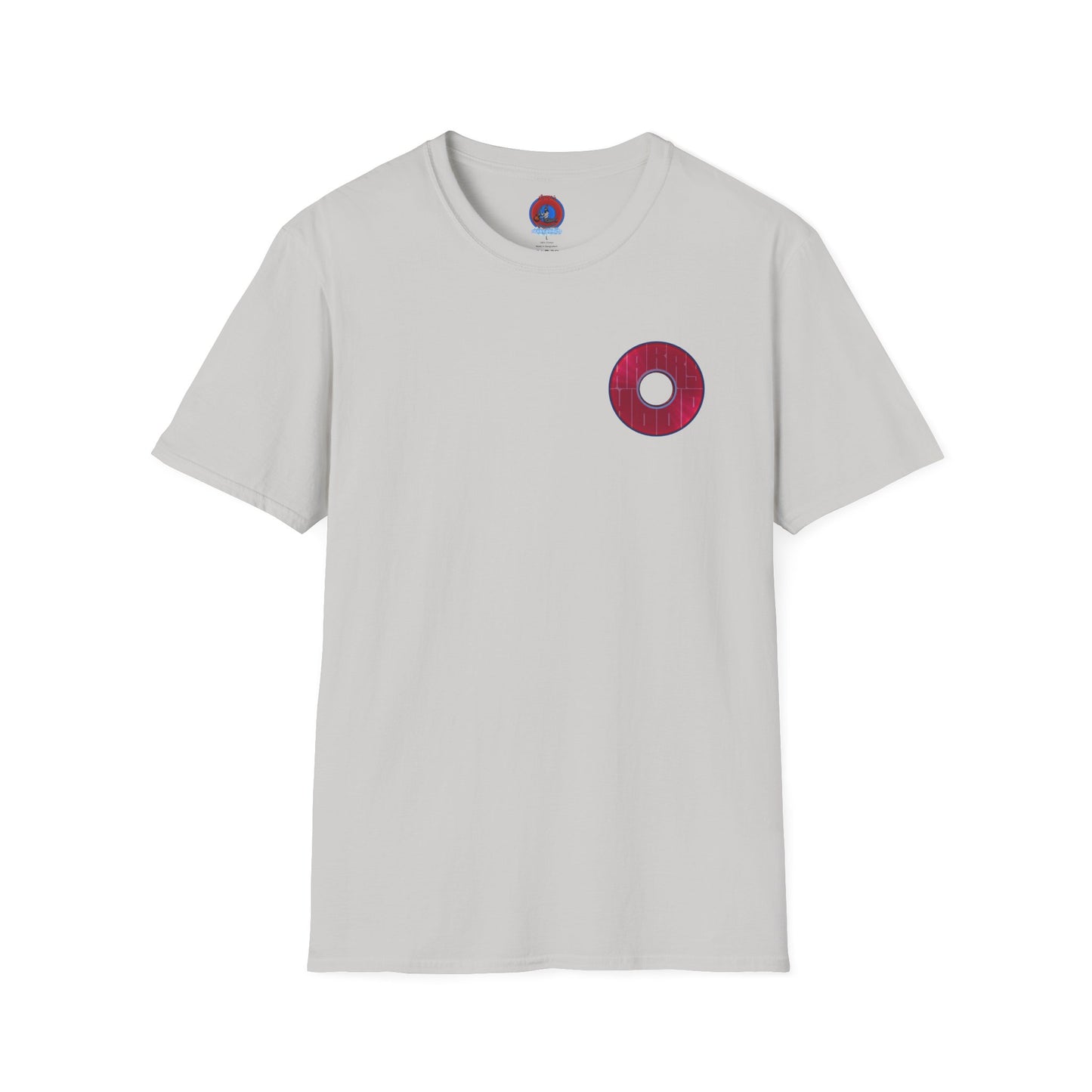 Classic Donut Tee - Unisex Soft-Style - "Harry Left His Donut Shirt" - series 1.0  - variant 1 - red/magenta donut - w/hole