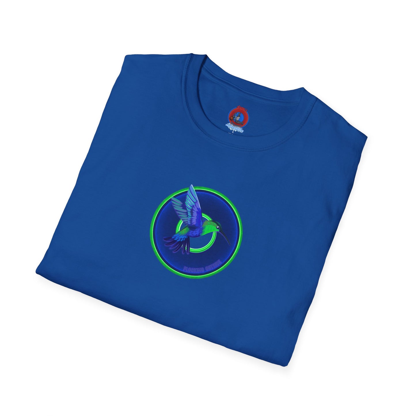 Classic Donut Tee - Unisex Soft-Style - "Invitation for Donuts & Tea" - vivid blue/green donut