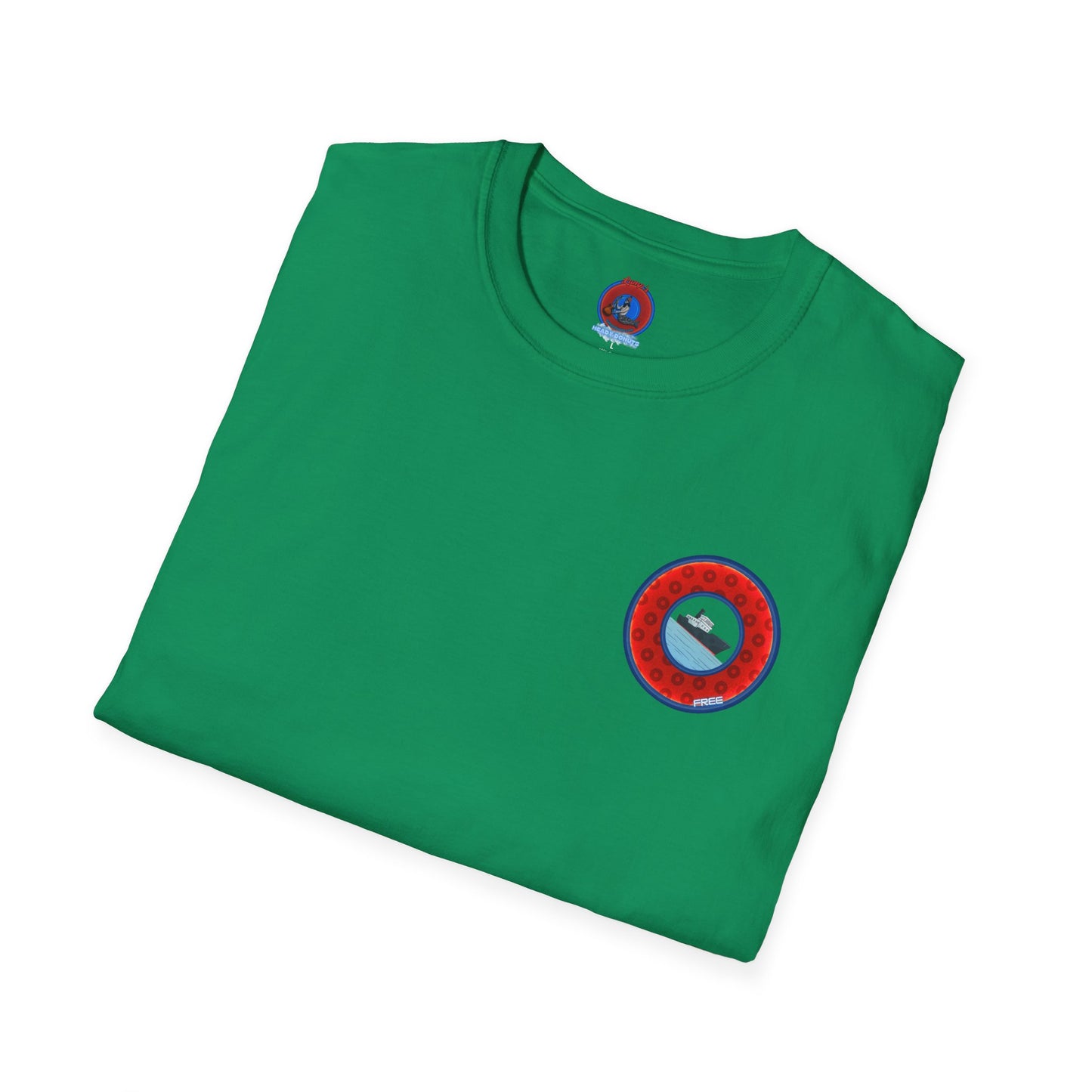 Classic Donut Tee - Unisex Soft-Style - "Phree Donut Sliders" - red/blue widemouthed paradox donut