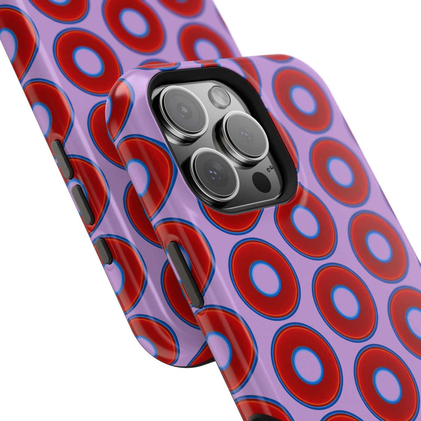 Magnetic Tough Donut Case - red vivid donut print w/wisteria purple background