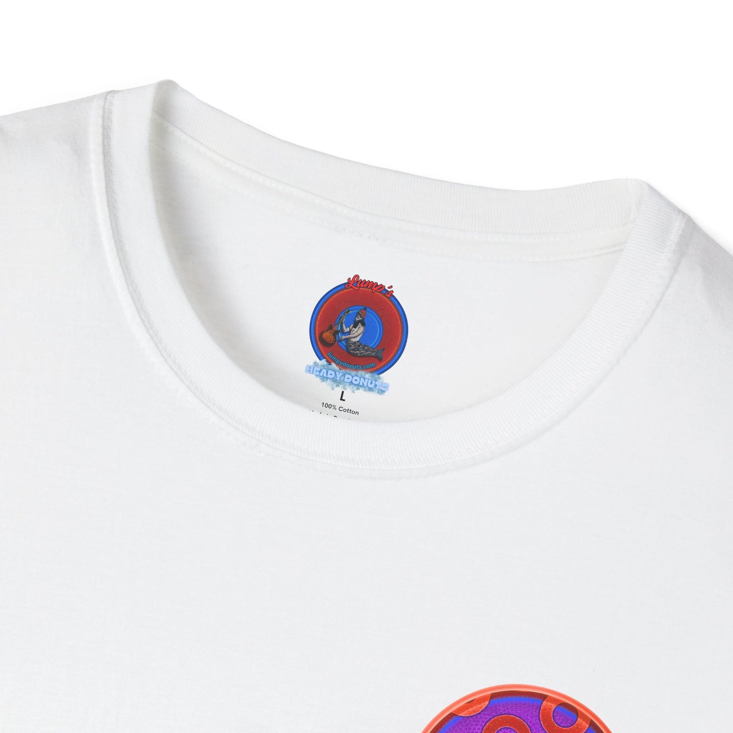Classic Donut Tee - Unisex Soft-Style - "Wooked Cream - YEMSG Donut " -purple/red rustic paradox donut - variant 6