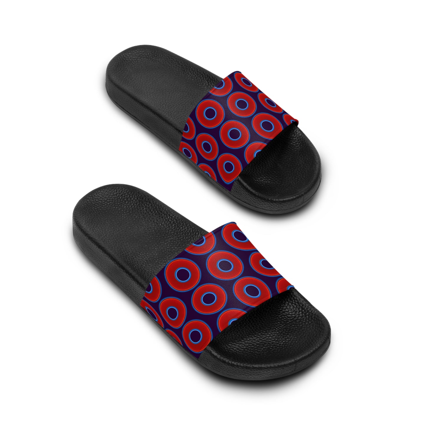 Lumpy Sandals - slip-ons - red vivid donuts w/midnight purple background