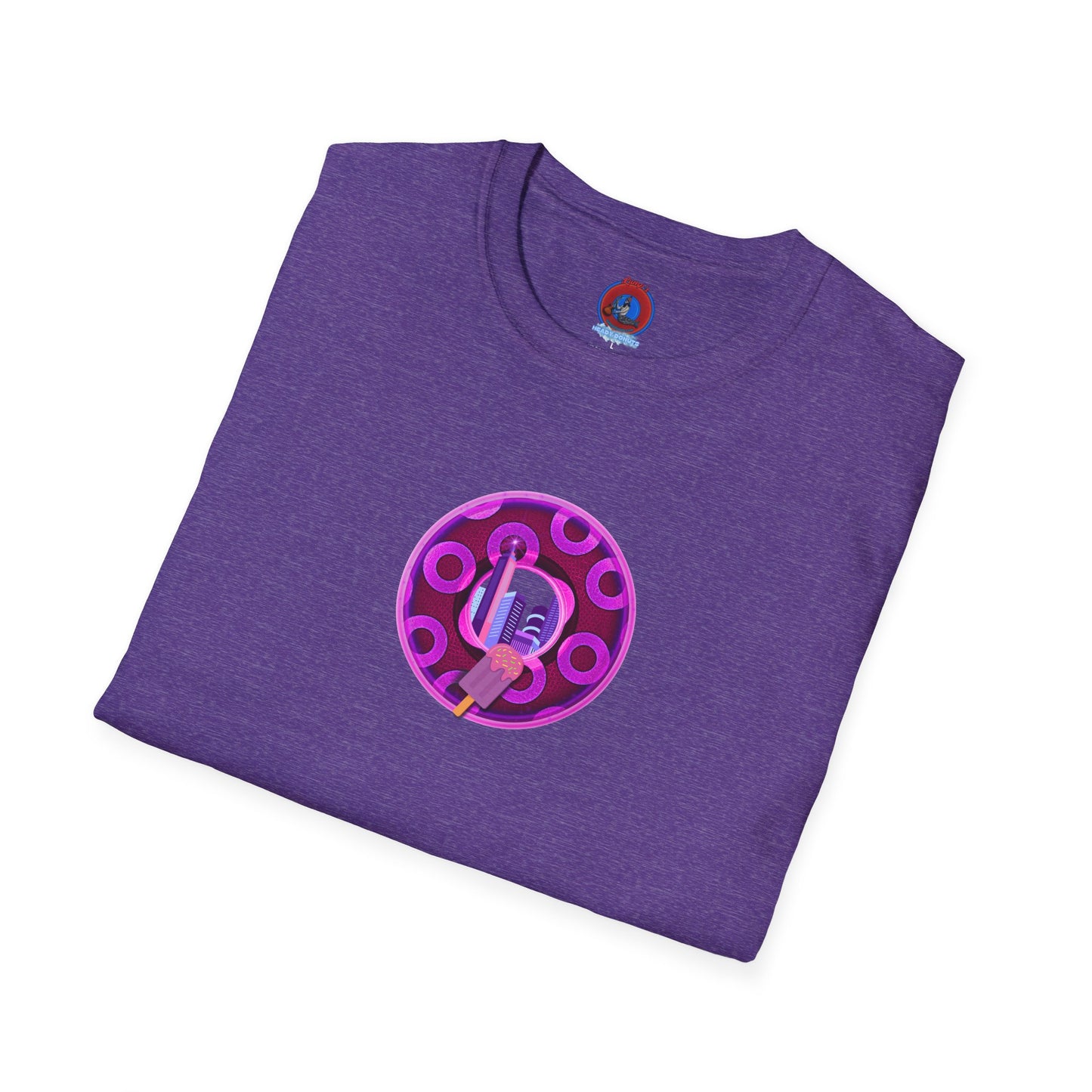 Classic Donut Tee - Unisex Soft-Style - "It's Ice Cream Popsicles - YEMSG Donut" - purple/magenta paradox donut - variant 2