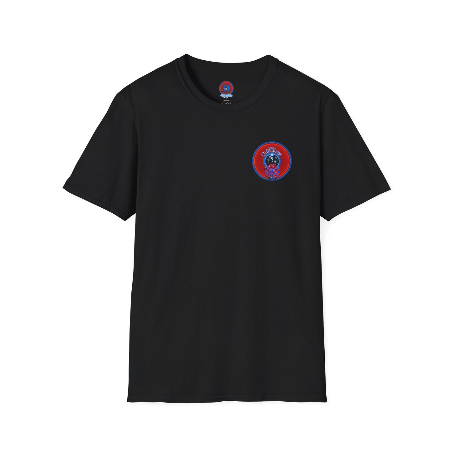 Classic Donut Tee - Unisex Soft-Style - "Phishmas Caroler's Tee " - vivid red/blue donut - variant 4