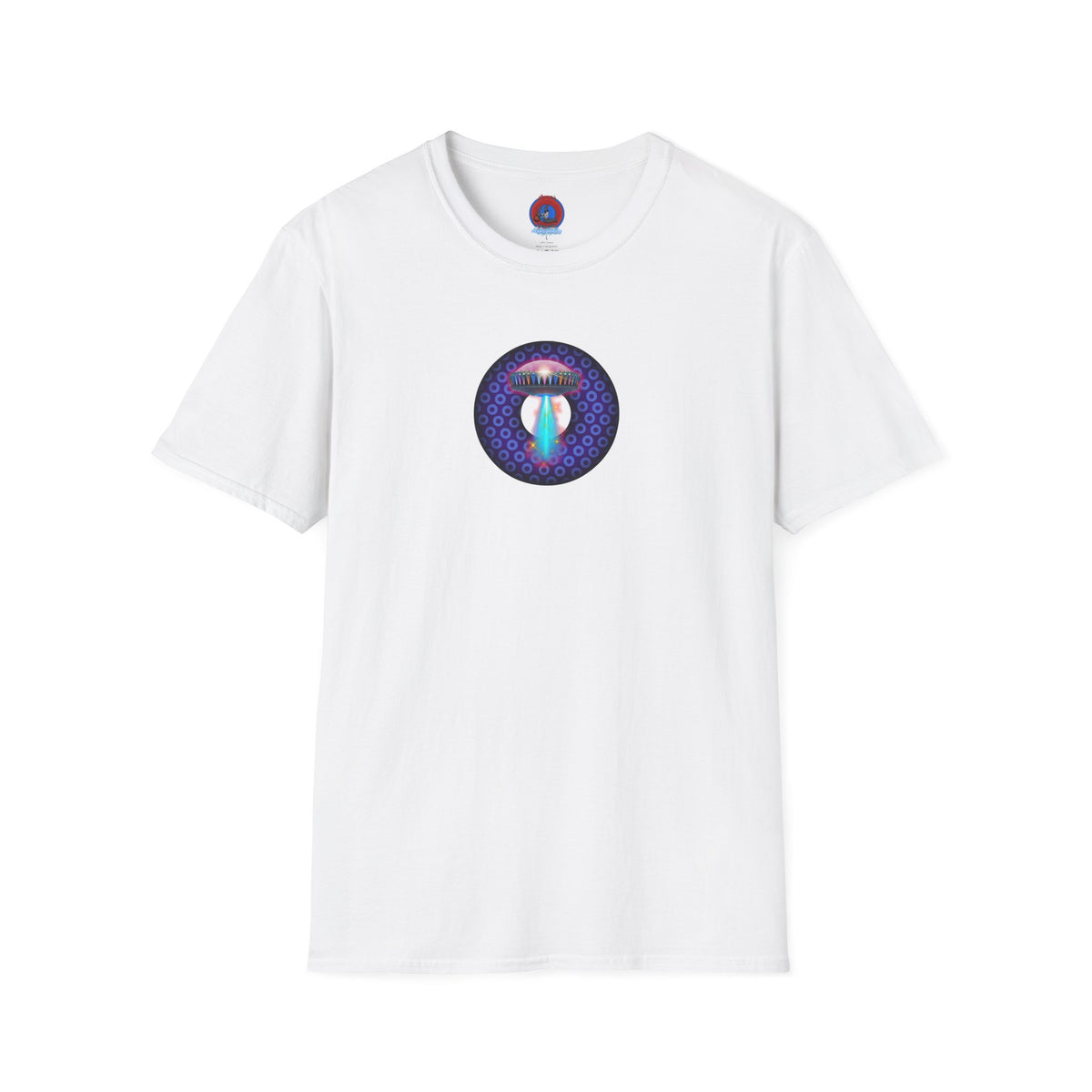 Classic Donut Tee - Unisex Soft-Style - "Donuts now Served on the Mothership" - series 1.0  - variant 5  - purple/violet paradoxical donut