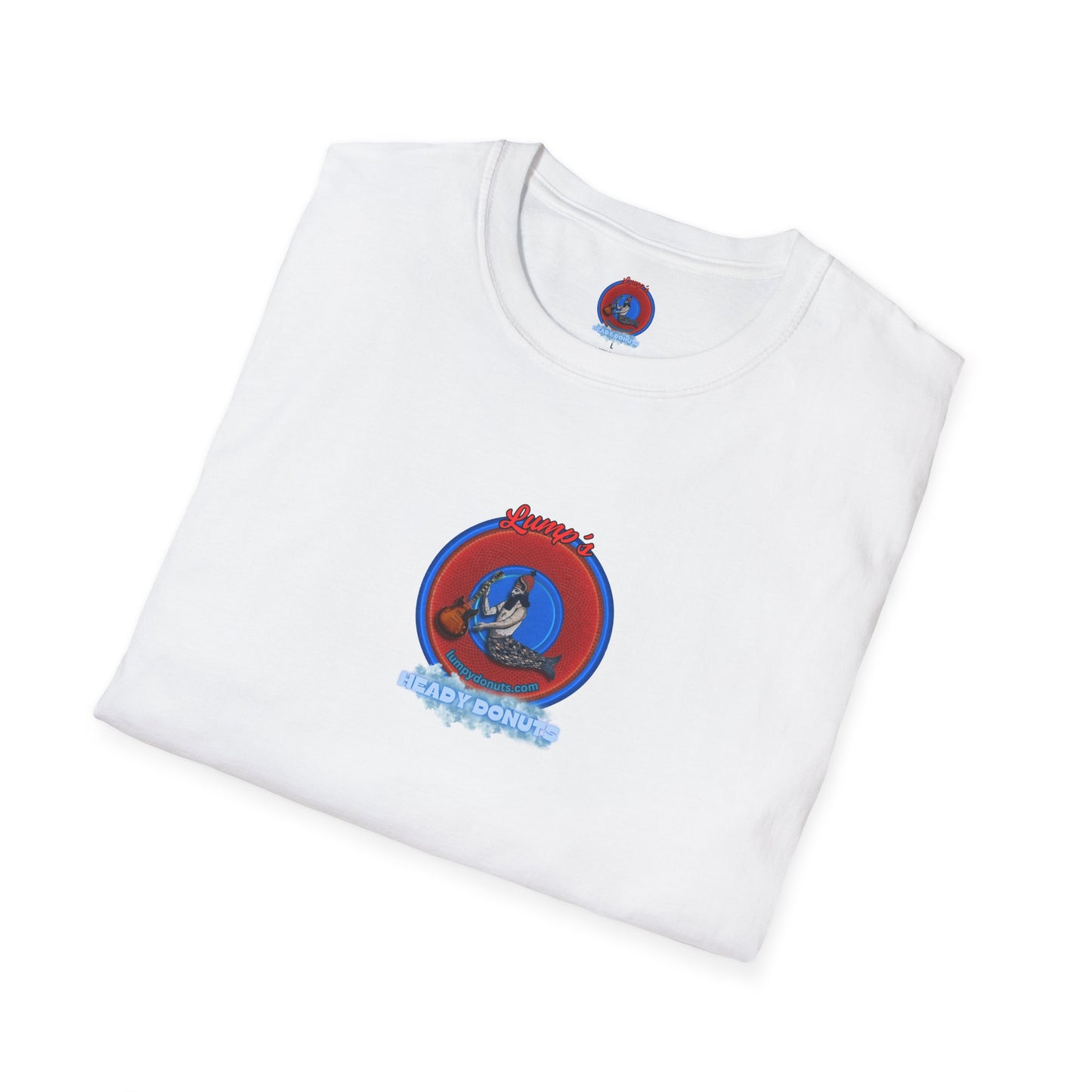 Classic Donut Tee - Unisex Soft-Style - "Lump's Heady Donuts Logo" - series 1.0  - red/blue rustic donut
