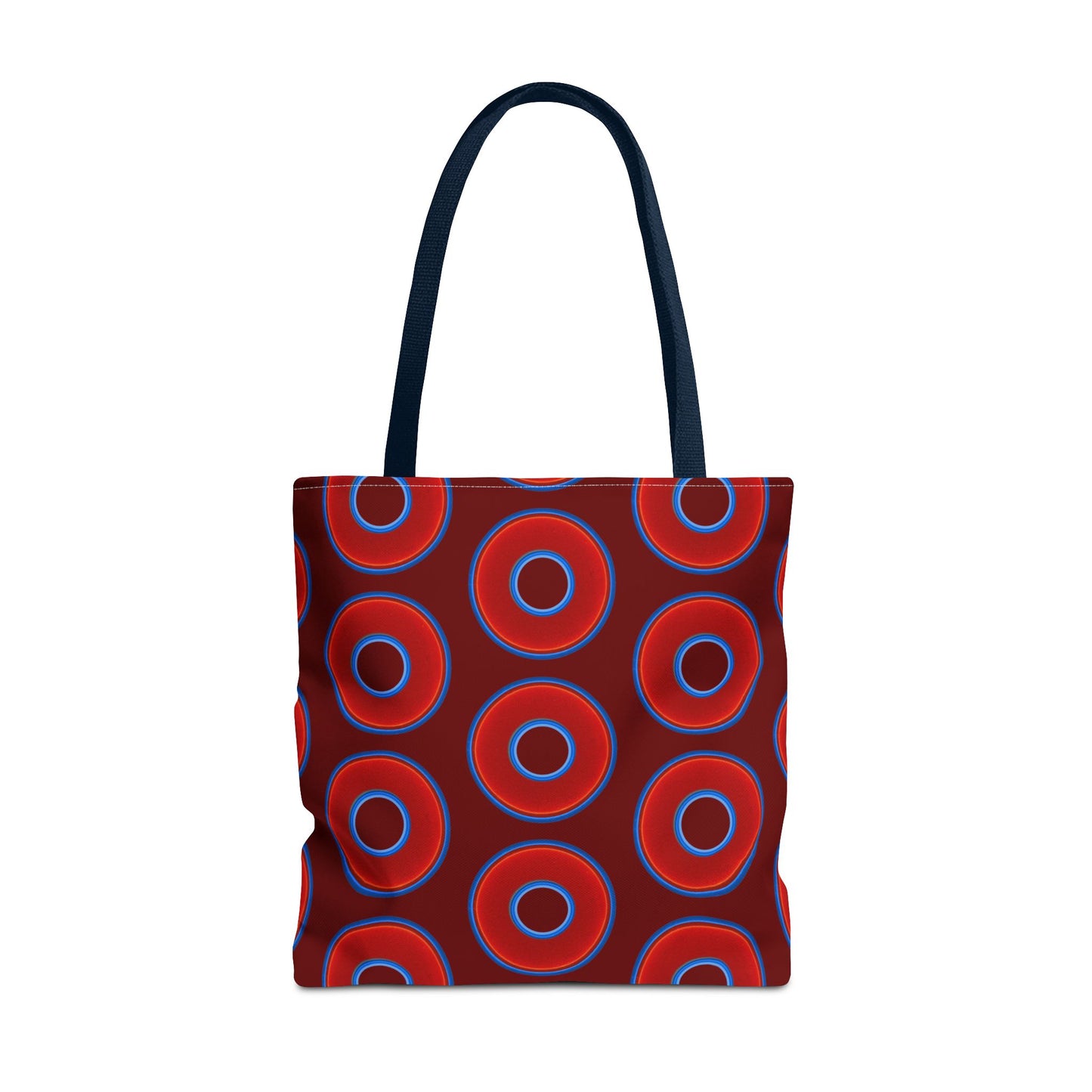 Lumpy Beach/Tote Bag - red vivid donuts w/dark red background